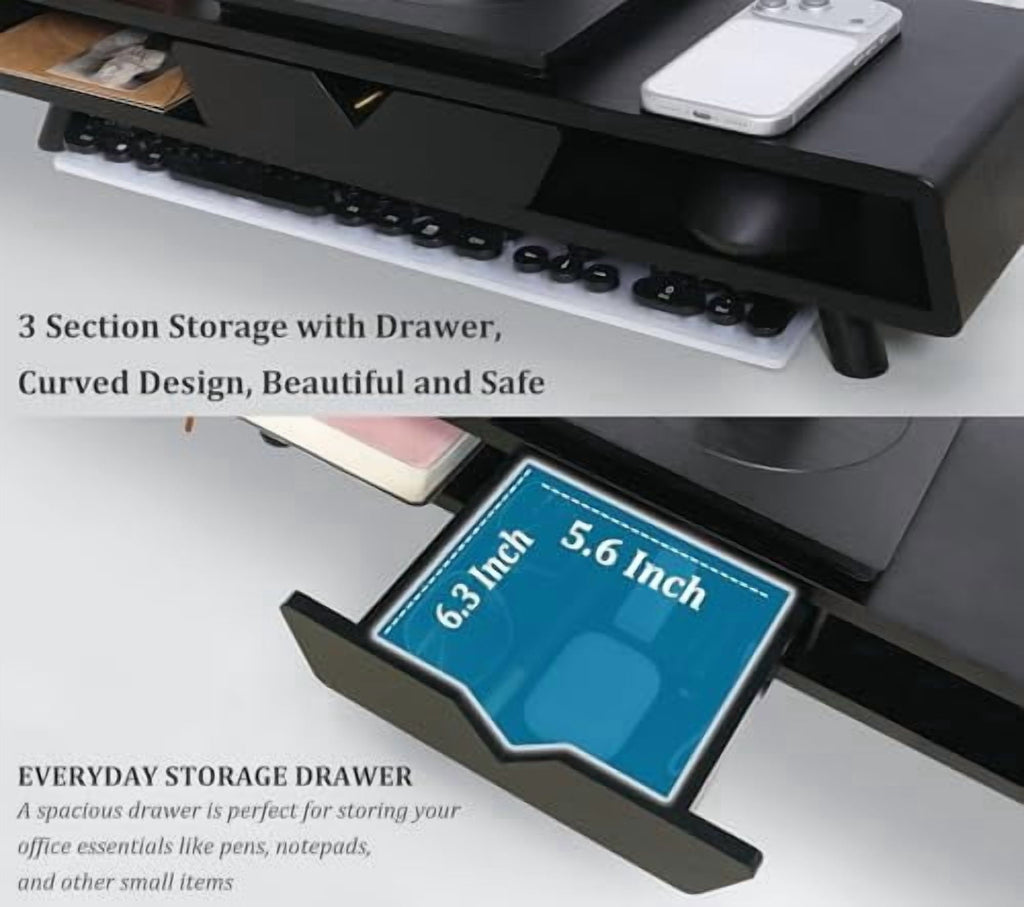 Monitor Stand with Drawer, Exquisite Computer Monitor Stand for Desk, Ergonomic Wood Monitor Stand Riser for Computer... - Image 4
