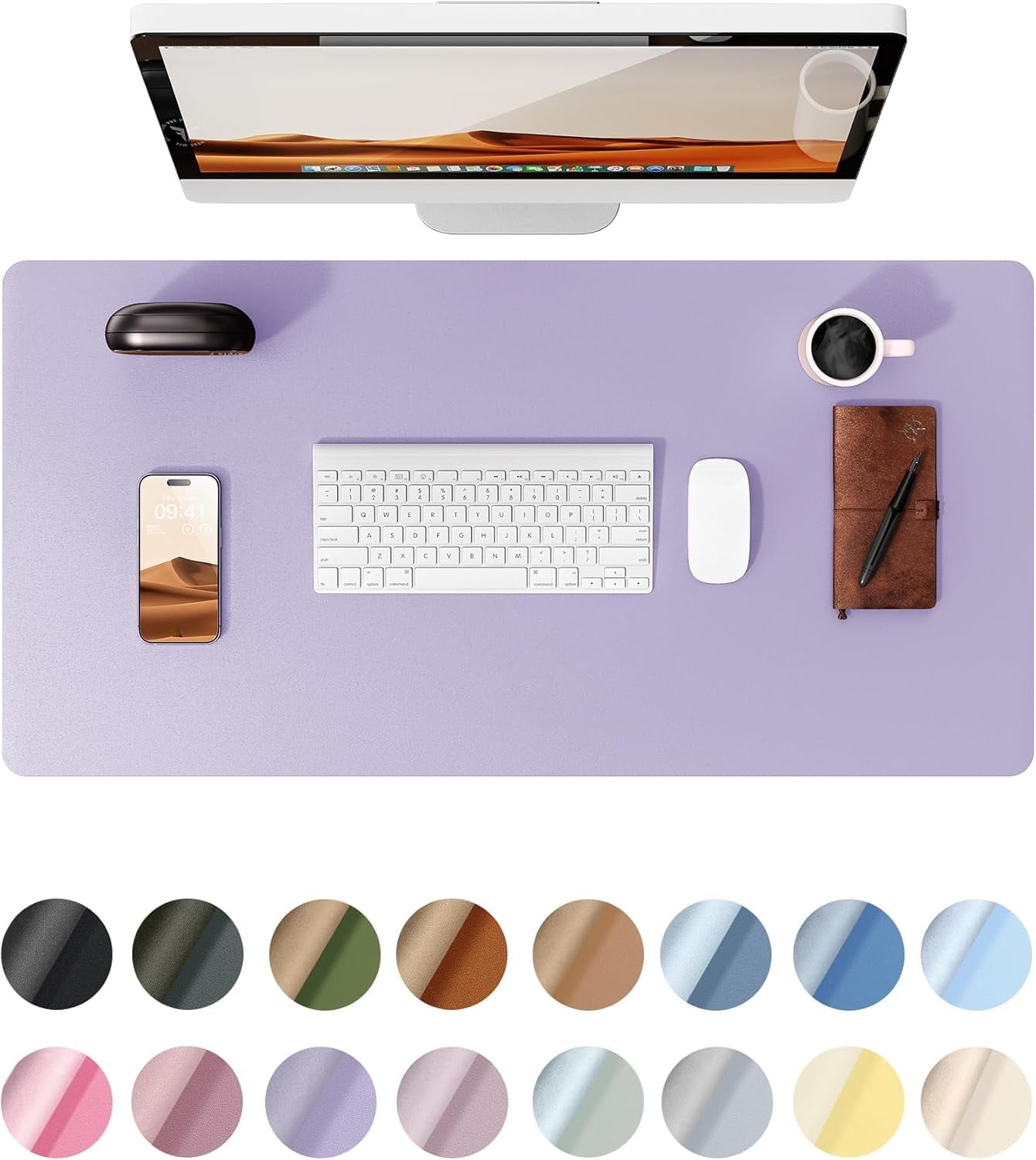 23.6" x 13.8" Leather Desk Pad Protector, Office Desk Mat, Large Mouse Pad, Non-Slip PU Leather Desk Blotter, Laptop Desk Pad, Waterproof De