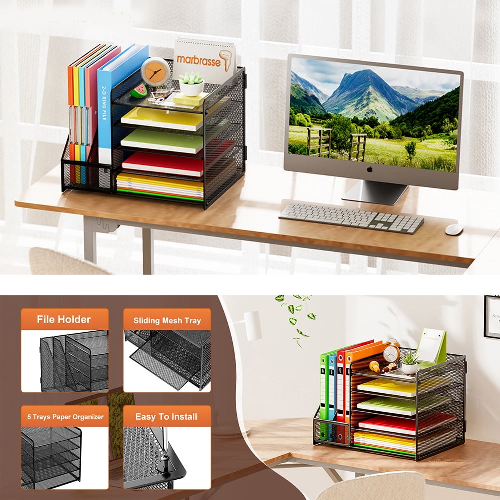 with File Holder, 5-Tier Paper Letter Tray , Mesh s and Accessories with Magazine Holder, top and Storage for Office ... - Image 6