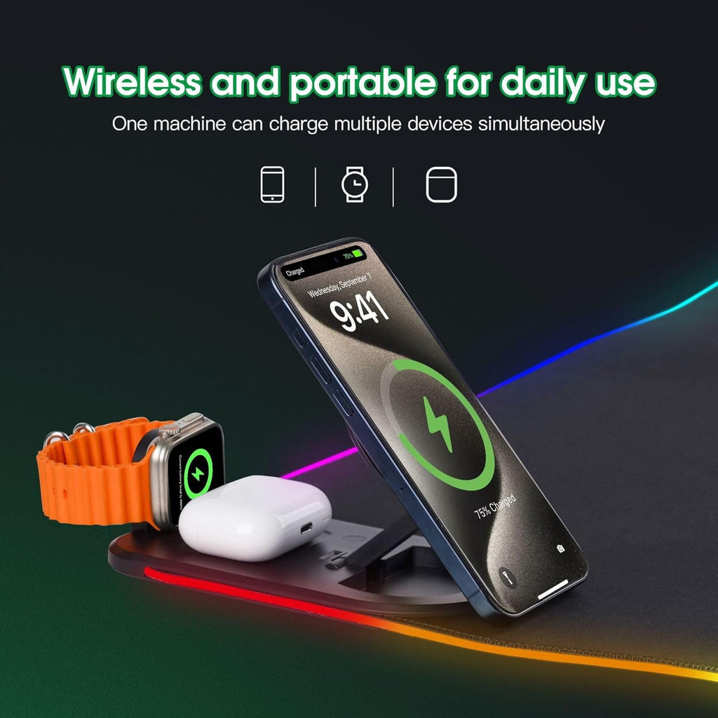 Wireless Charging Mouse Pad, RGB Gaming Desk Mat XXL with Magnetic Wireless Charging Phone Holder for Phone&iWatch&Ai... - Image 4