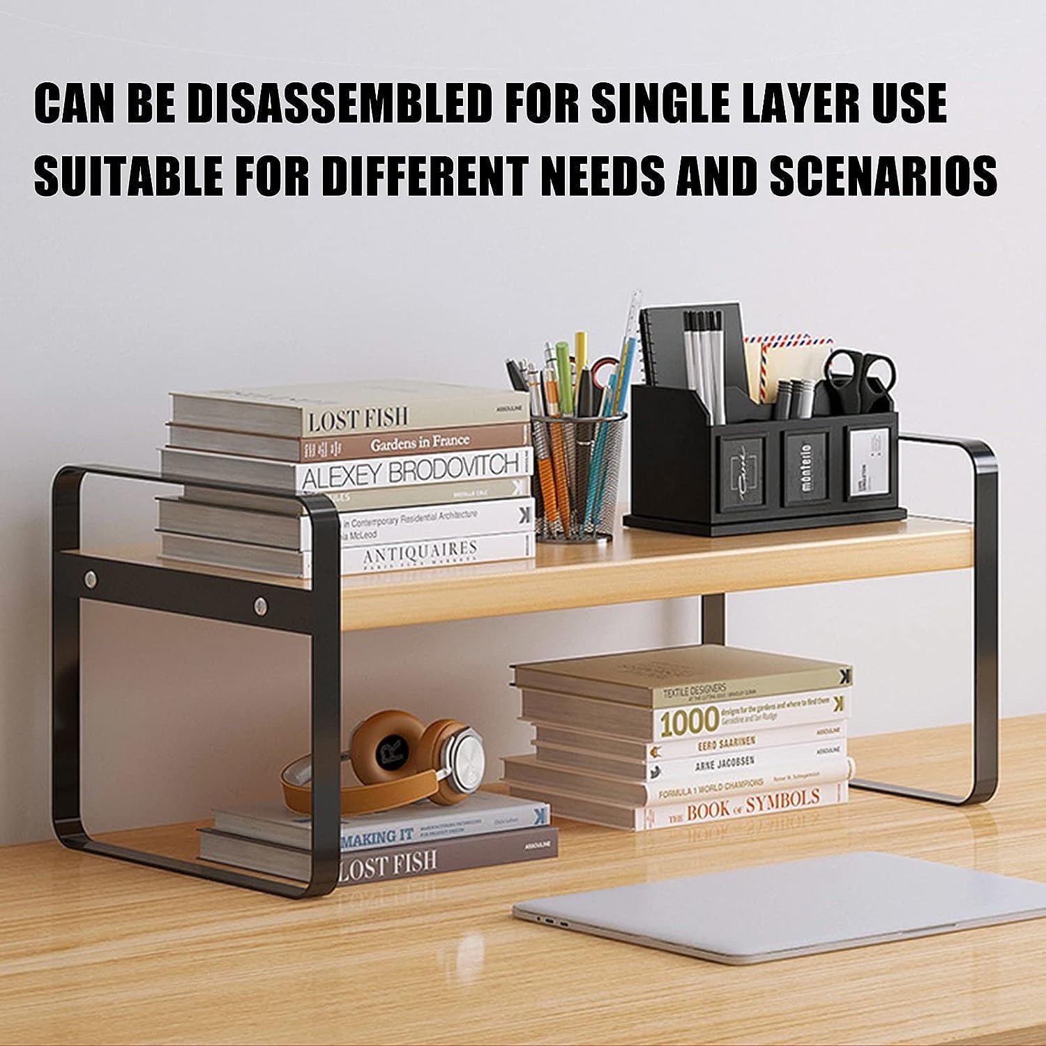 Desktop Organizer, Wooden Desk Shelf Organizer for Home Office - Image 3