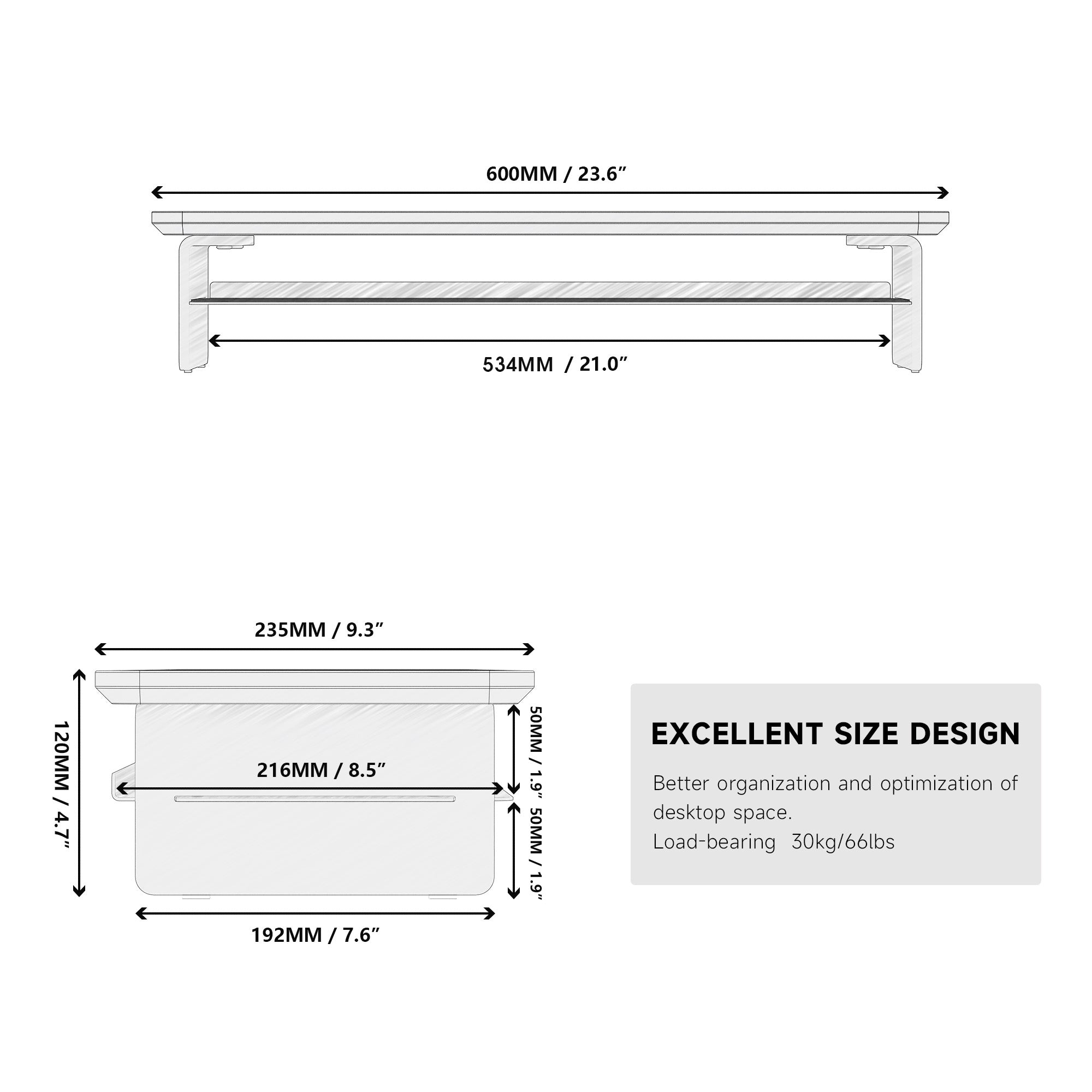 Fenge Acrylic Monitor Stand Riser, 23.6 Inches Acrylic Clear Monitor Stand - Image 5