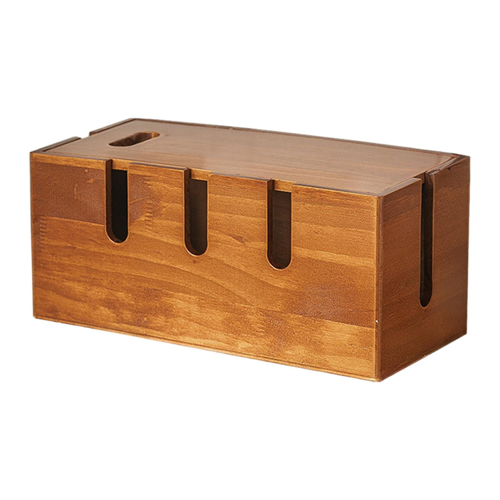 Esquirla Cable Management Box Wood Dustproof Cord Organizer for Desk Wire Organizer for Power Outlets Power Strips Home Office USB Hub - Image 2