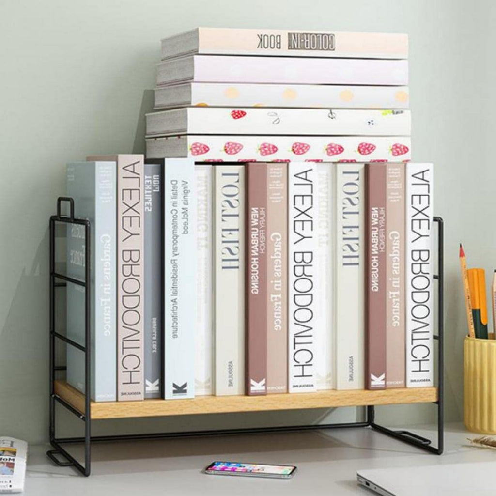 Desktop Shelf Organizer, Small Wood Countertop Bookshelf Adjustable Desktop Organizer Office, Desk Storage Tabletop Display Shelf for Home O - Image 6