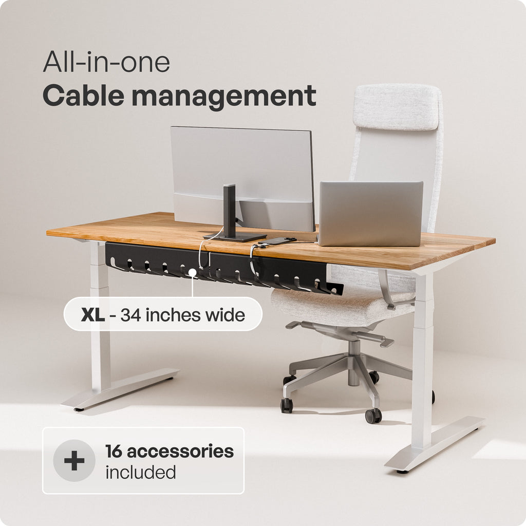 pamo Cable Management Under Desk for Easy mounting Under-Table I Set of 2 - with 10X Cable Ties I Desk Organizer for Office/Home Office Tabl - Image 2
