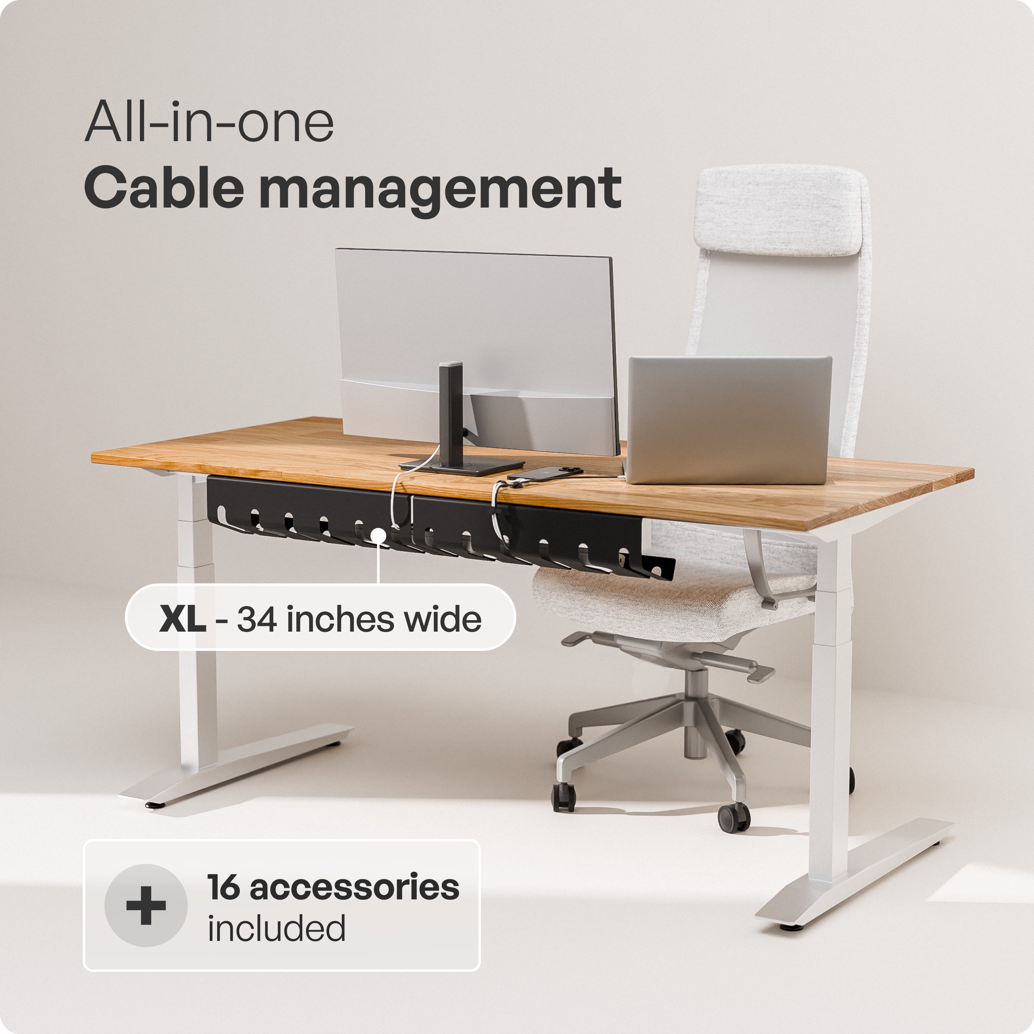 pamo Cable Management Under Desk for Easy mounting Under-Table I Set of 2 - with 10X Cable Ties I Desk Organizer for Office/Home Office Tabl - Image 2