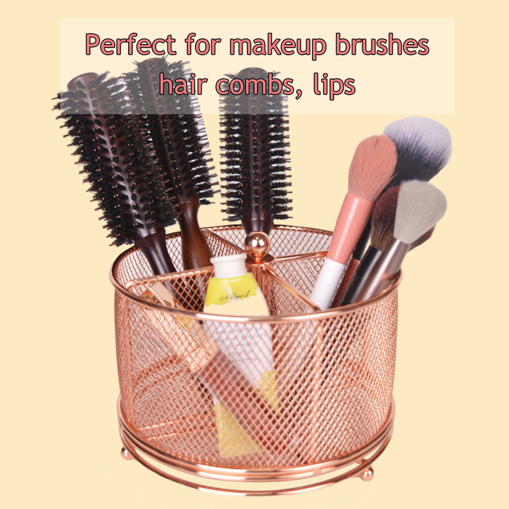 Bleiou Metal Makeup Brush Holder Pen Holder Rotating Desk Organizer for Office Supplies - Convenient and Durable Storage for Pens,Pencils,Ma - Image 2