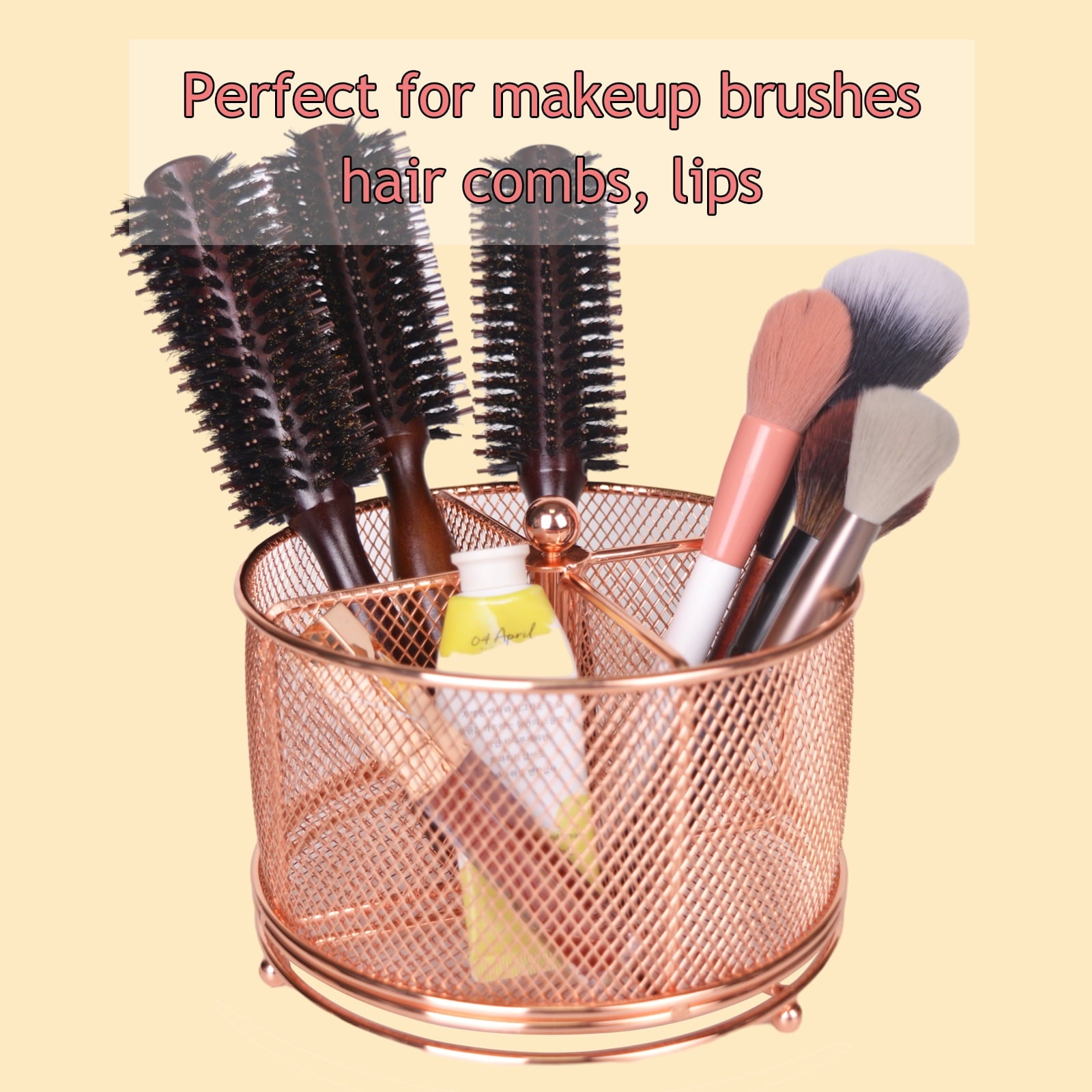 Bleiou Metal Makeup Brush Holder Pen Holder Rotating Desk Organizer for Office Supplies - Convenient and Durable Storage for Pens,Pencils,Ma - Image 2