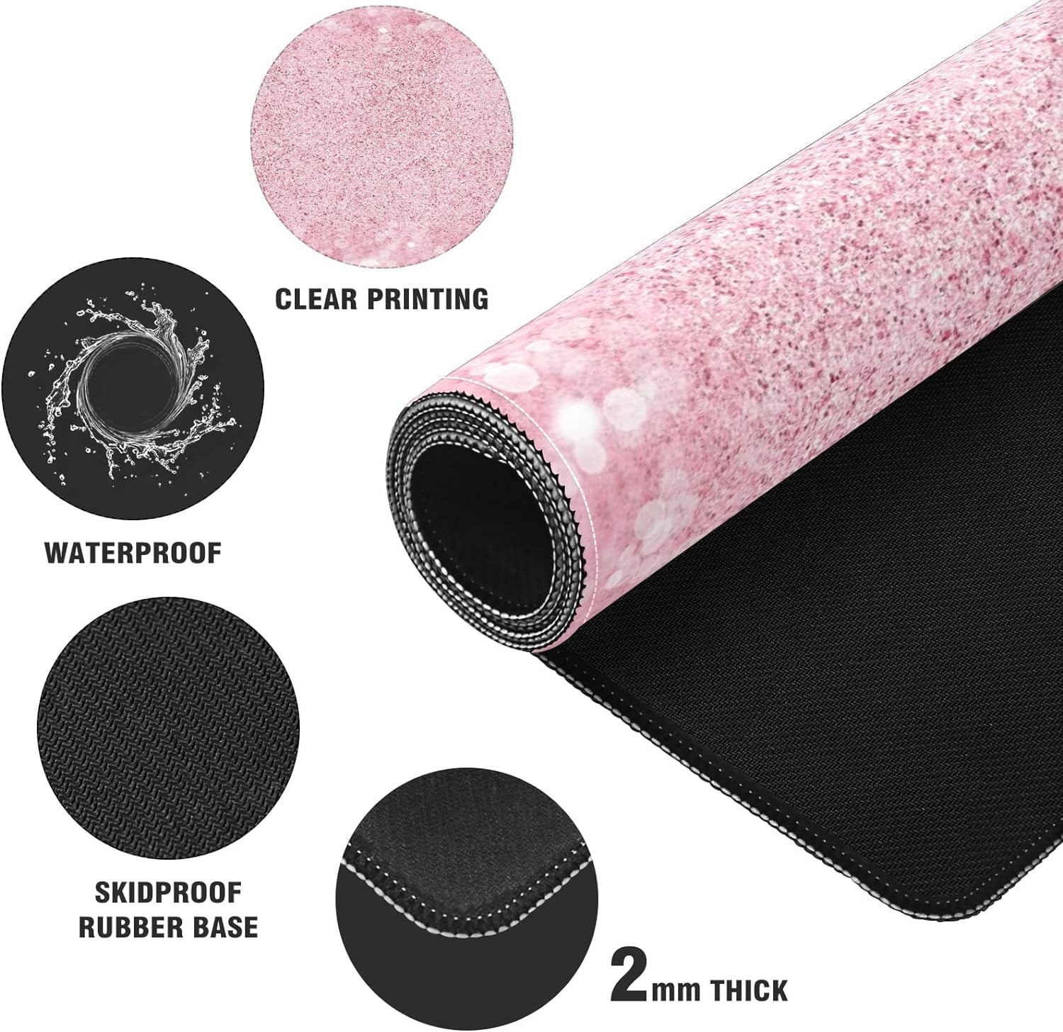 Pink Glitter Desk Mat, Desk Accessory, Cute Workspace, Trendy Workspace, Trendy, 35.4x15.7in Large Gaming Mouse Pad, ... - Image 4