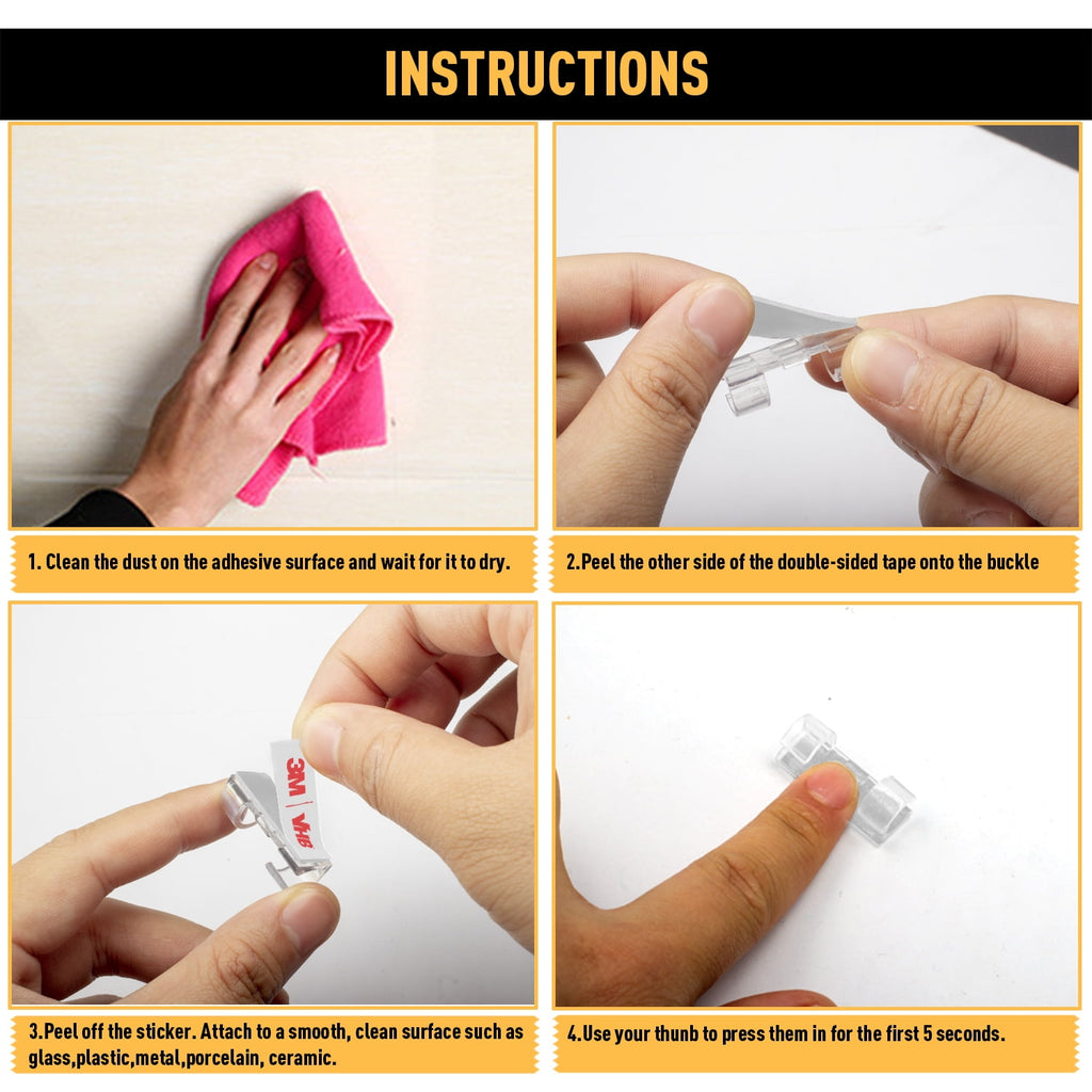 Cable Clips with Strong Self-Adhesive, XIAOXI Cable Tidy Management Sticky Wire and cord Holder Organizer - 40 Pcs (Clear) - Image 5