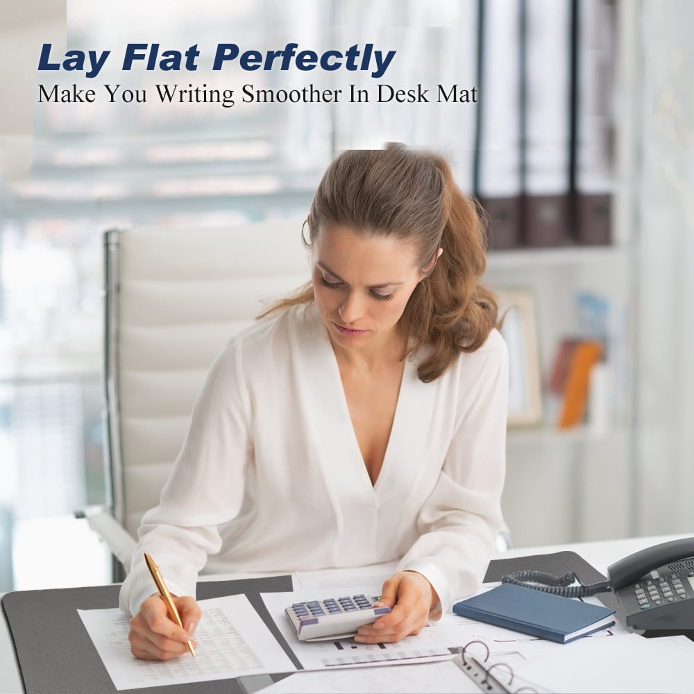 Gray Desk Pad Mat,Large Mouse pad,PU Leather Waterproof Non Slip Desktop Mat  ONLVAN - Image 6