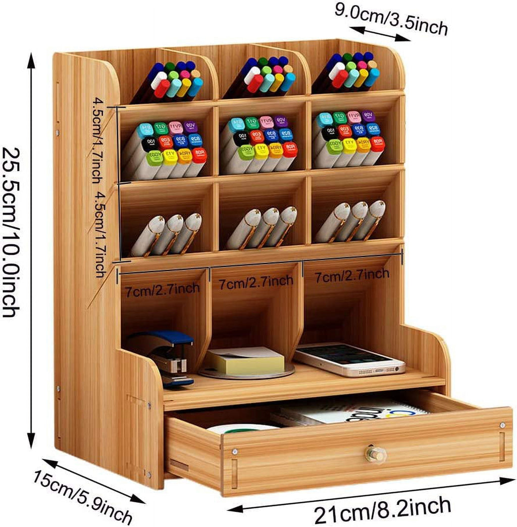 Pen Holder Organizer,Wooden Desk Organizer,Multi-Functional DIY Pen Holder, Pen and Marker Organizer for Desk - Image 5