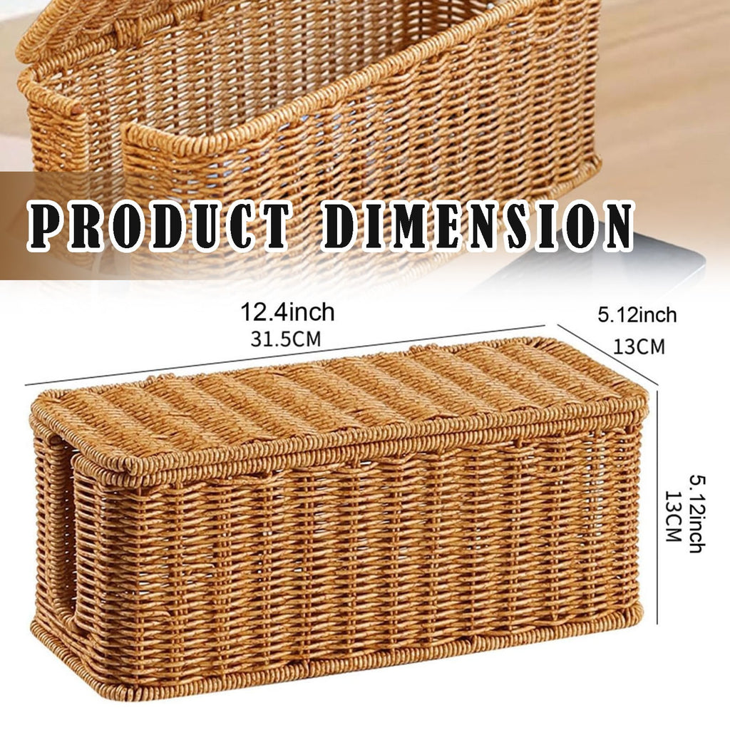 Socket Organizer， Large Cable Management Box Handwoven Imitation Rattan Organizer Box Decorative Box Cable Organizer Box for Desk Management - Image 2