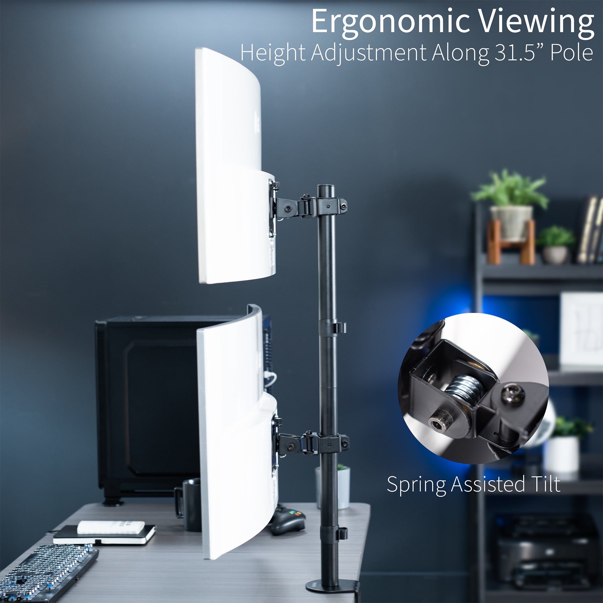 Dual Ultrawide Monitor Desk Mount, Adjustable Stand for 2 Screens up to 45" - Image 4