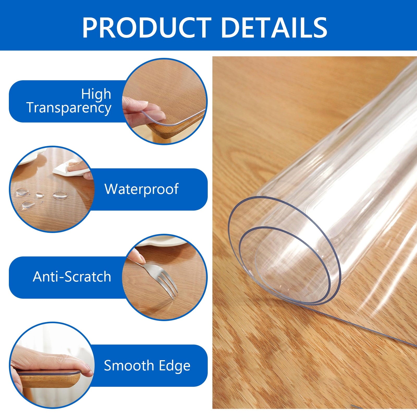 Clear Desk Pad Desk Protector Mat 16 x 24 inch Transparent Table Protector for Coffee Table Writing Desk - Image 2