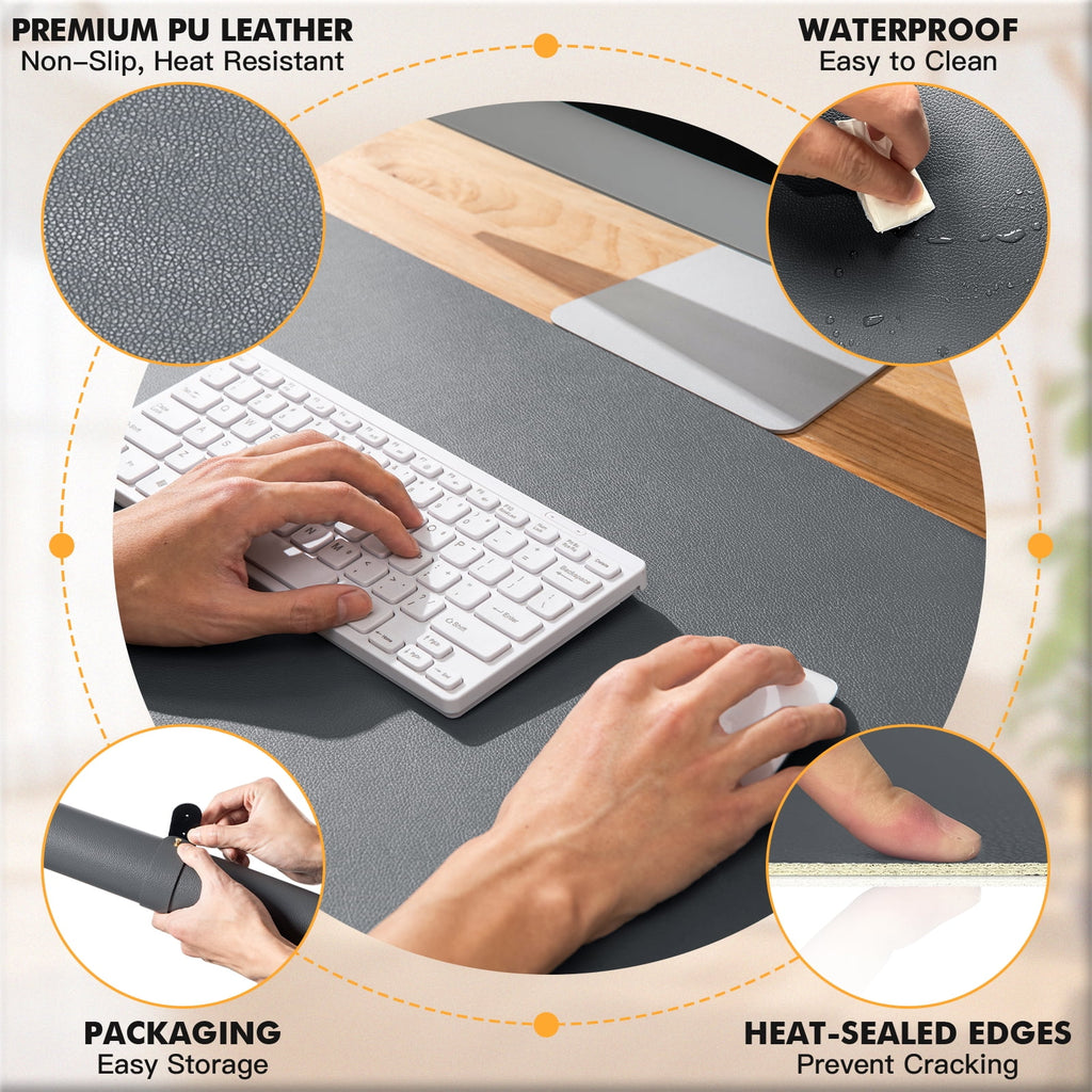 NOSTHEART Leather Desk Pad Protector ,Mouse Pad,Office Desk Mat, Non-Slip PU Leather Desk Blotter,Laptop Desk Pad,Waterproof Desk Writing Pa - Image 4