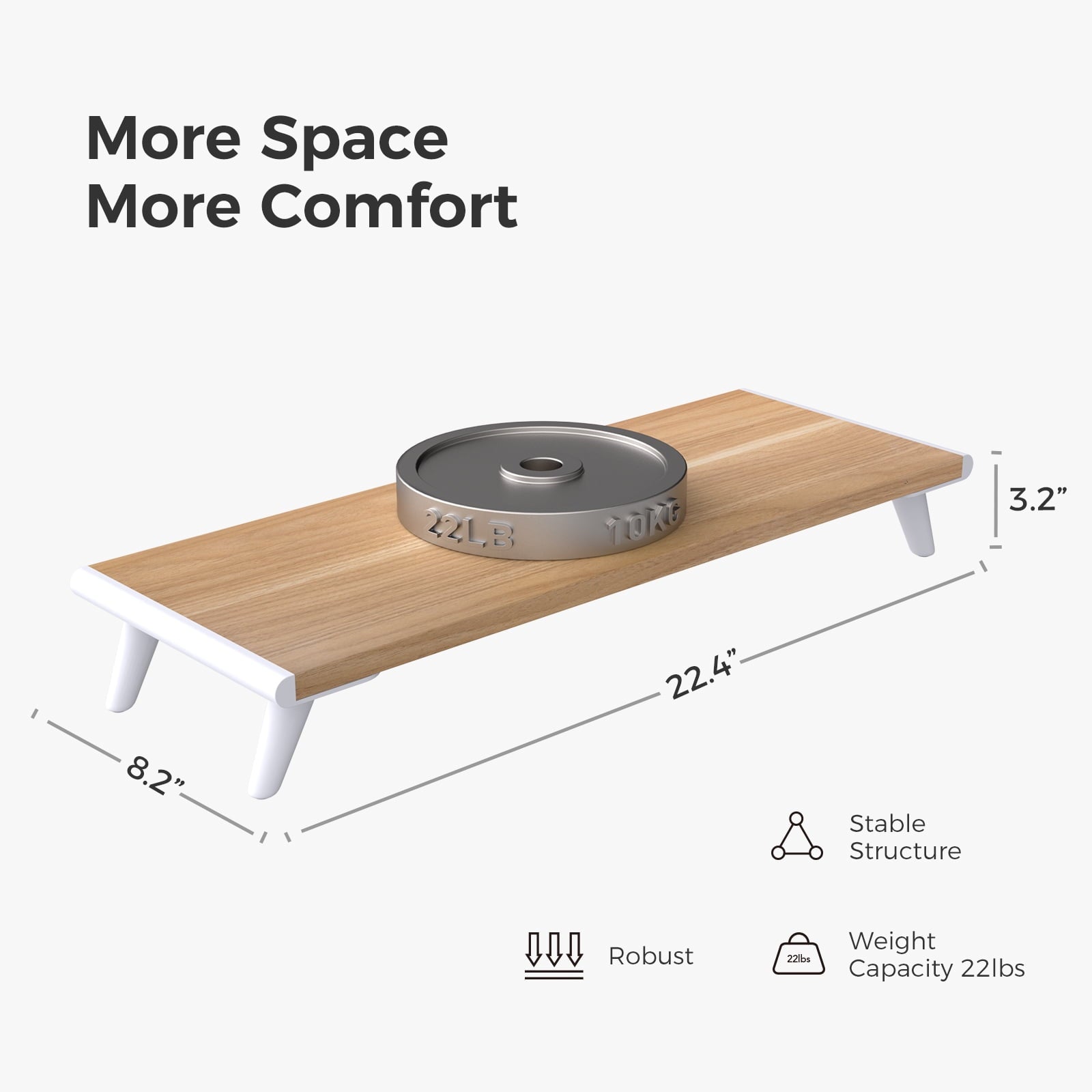 Monitor Stand Riser for Desk, 22.4" x 8.3" Larger Computer Stand for Laptop, PC, Printer - Image 4