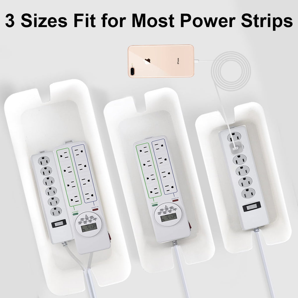 Cable Management Box Set Organizer 3 Size to Hide Wires Power Strips Electrical Cord - White - Image 6