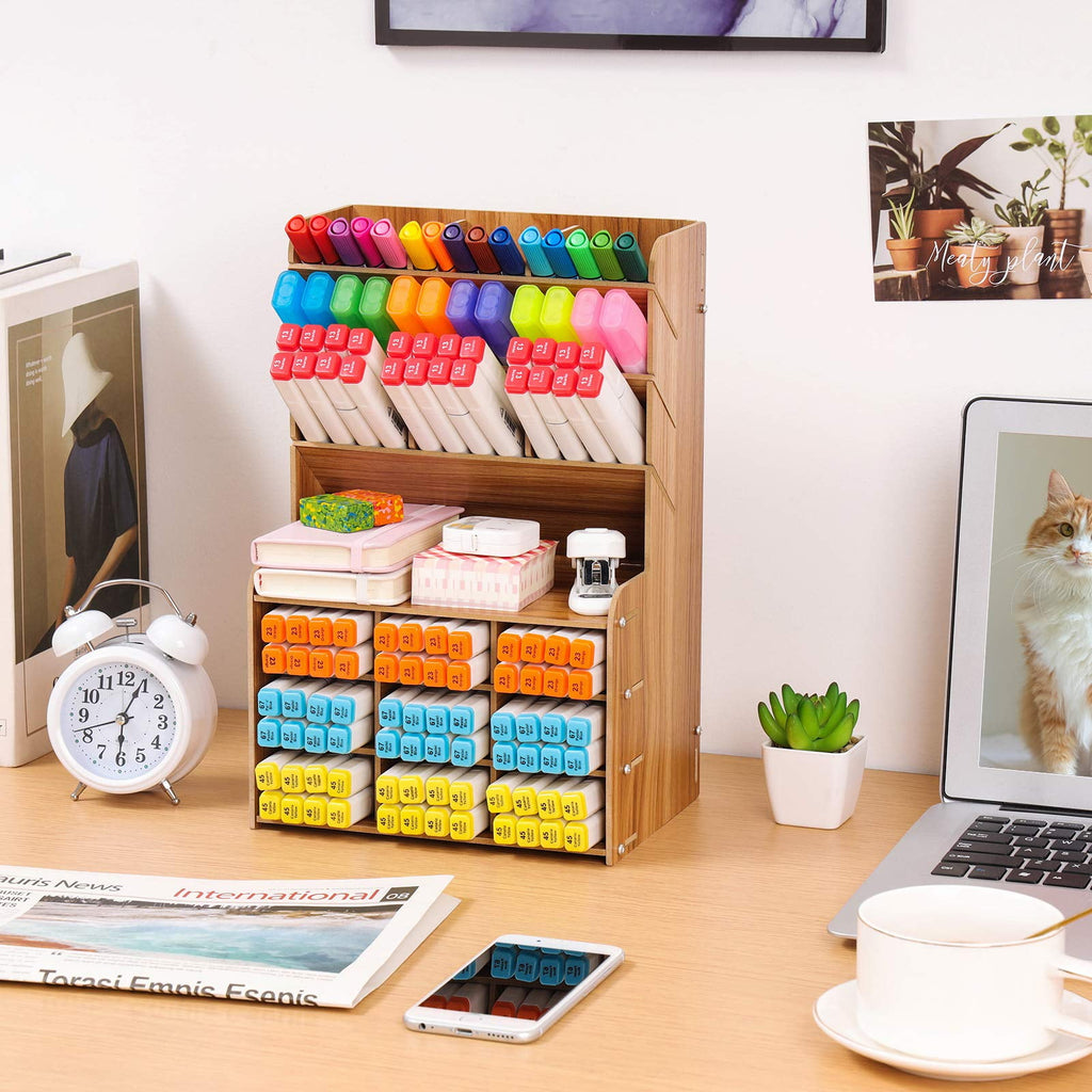 Marbrasse Upgraded Wooden Pencil Holder, Pen Organizer for Desk ,   Desktop Stationary Organizer Caddy - Image 4