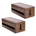 Box Wooden Cord Organizer for Extension Power Stripe Surge Protector Wire (Coffee Color)