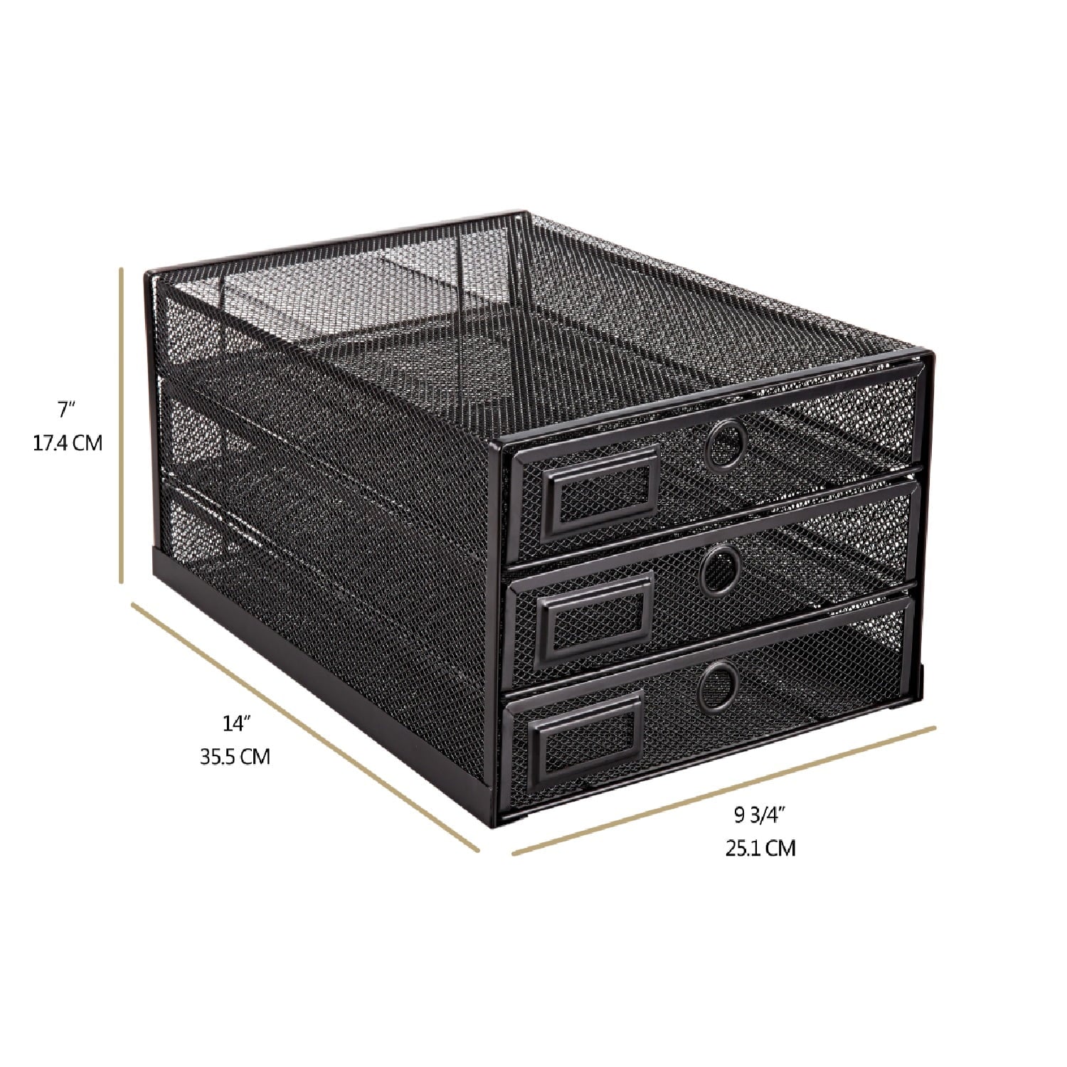 Wire Mesh Desk Organizer 3 Drawer Sorter - Black - Image 4