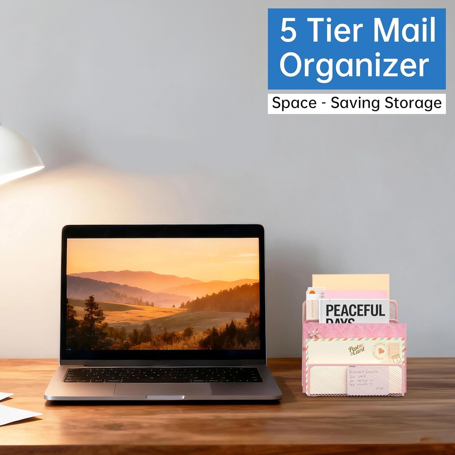 Countertop with 5 Slot, Metal Holder for Desk, File Holder Letter Sorter for Envelope, Bill and Document - Image 4