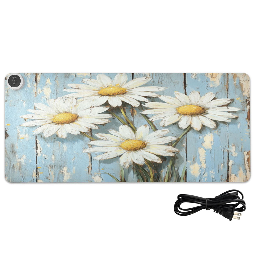 Wobogo Elegant Daisy Heated Mouse Pad Extra-Large Desk Mat With 3 Heating Levels and 3-hour Auto Shut-Off Protection ... - Image 2