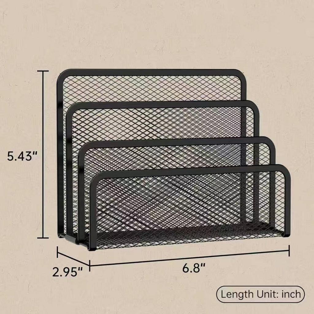 2 Pack Mail Organizer for Desk, Mesh Metal Mail Holder Countertop with 3-Slot, Letter Sorter File Holder, Office Enve... - Image 3