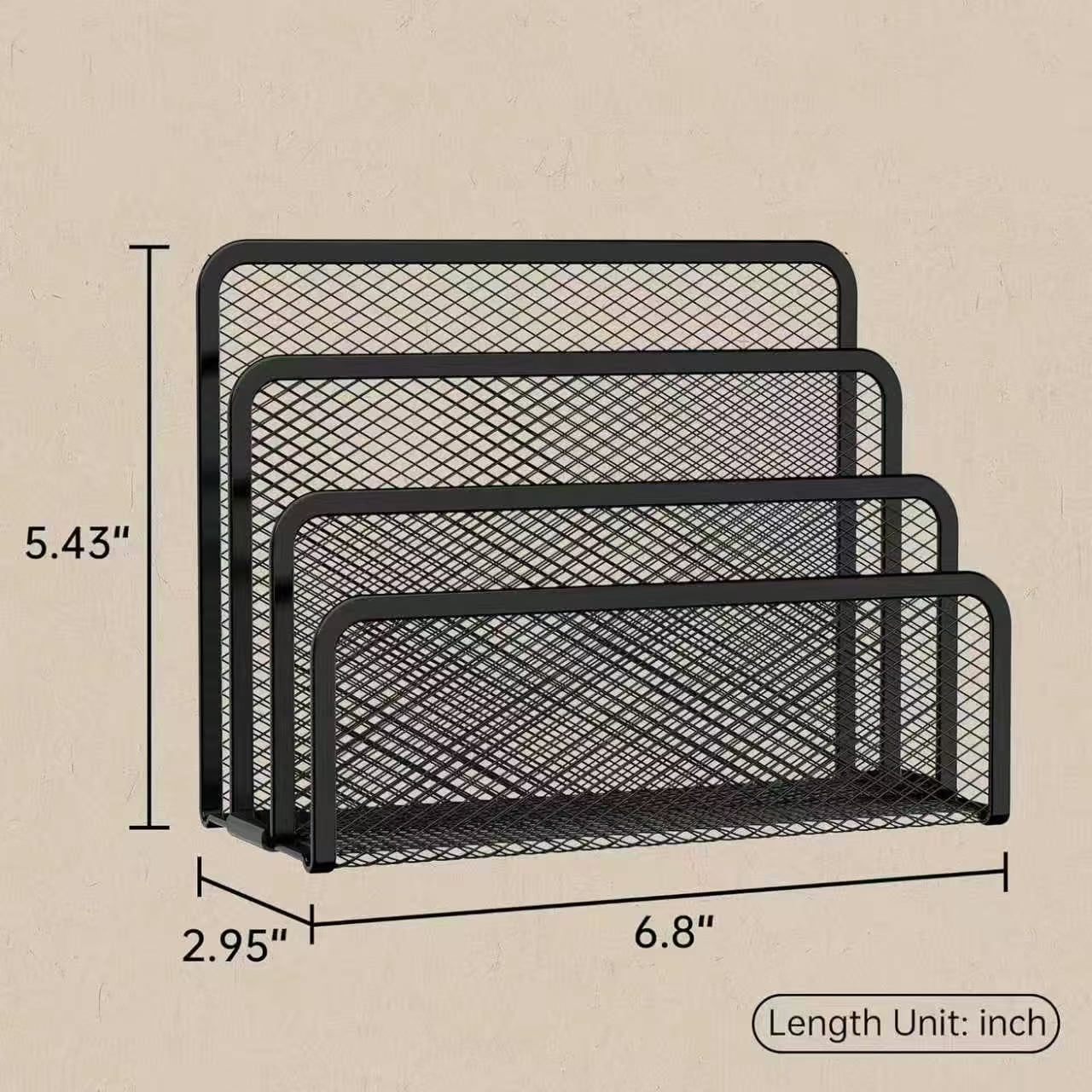 2 Pack Mail Organizer for Desk, Mesh Metal Mail Holder Countertop with 3-Slot, Letter Sorter File Holder, Office Enve... - Image 3