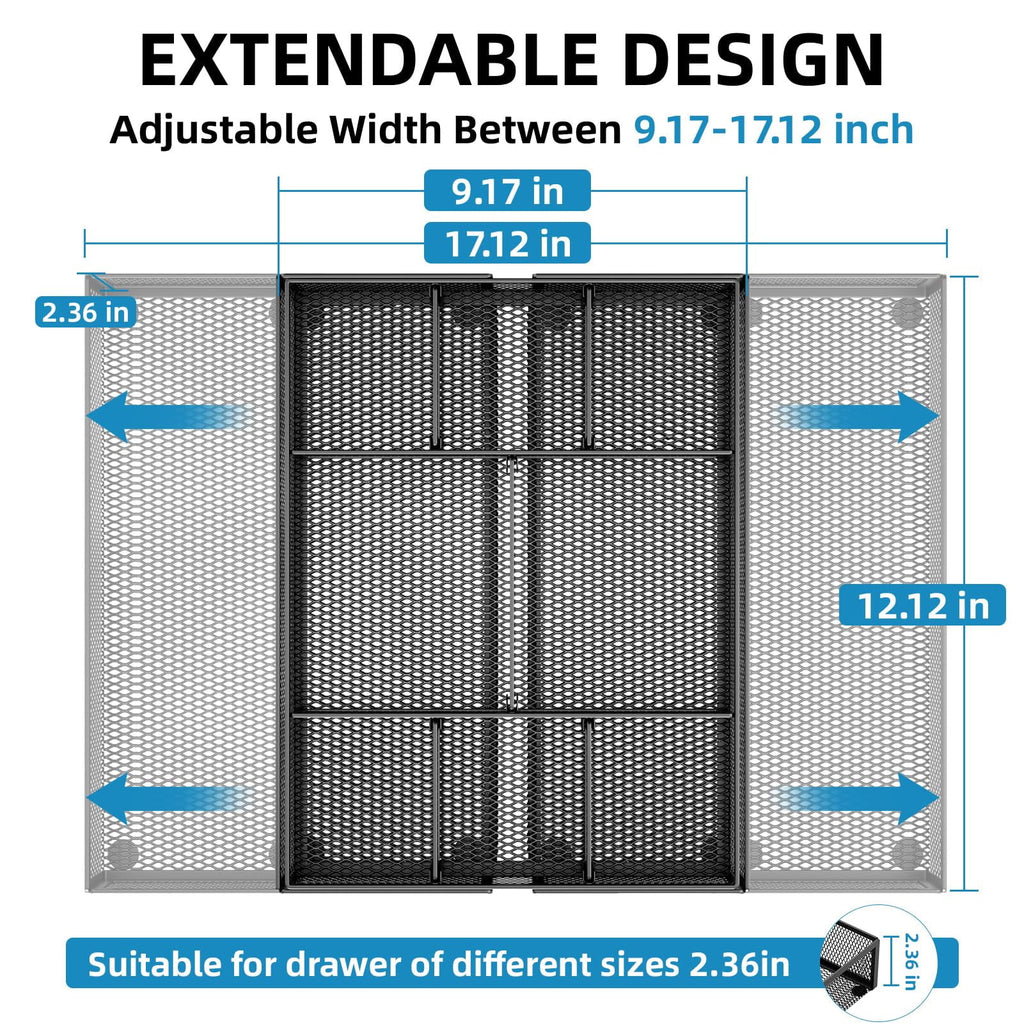 Drawer Organizer, Mesh Drawer Organizer Tray with 10 Adjustable Compartments, Organizers and Accessories - Image 4