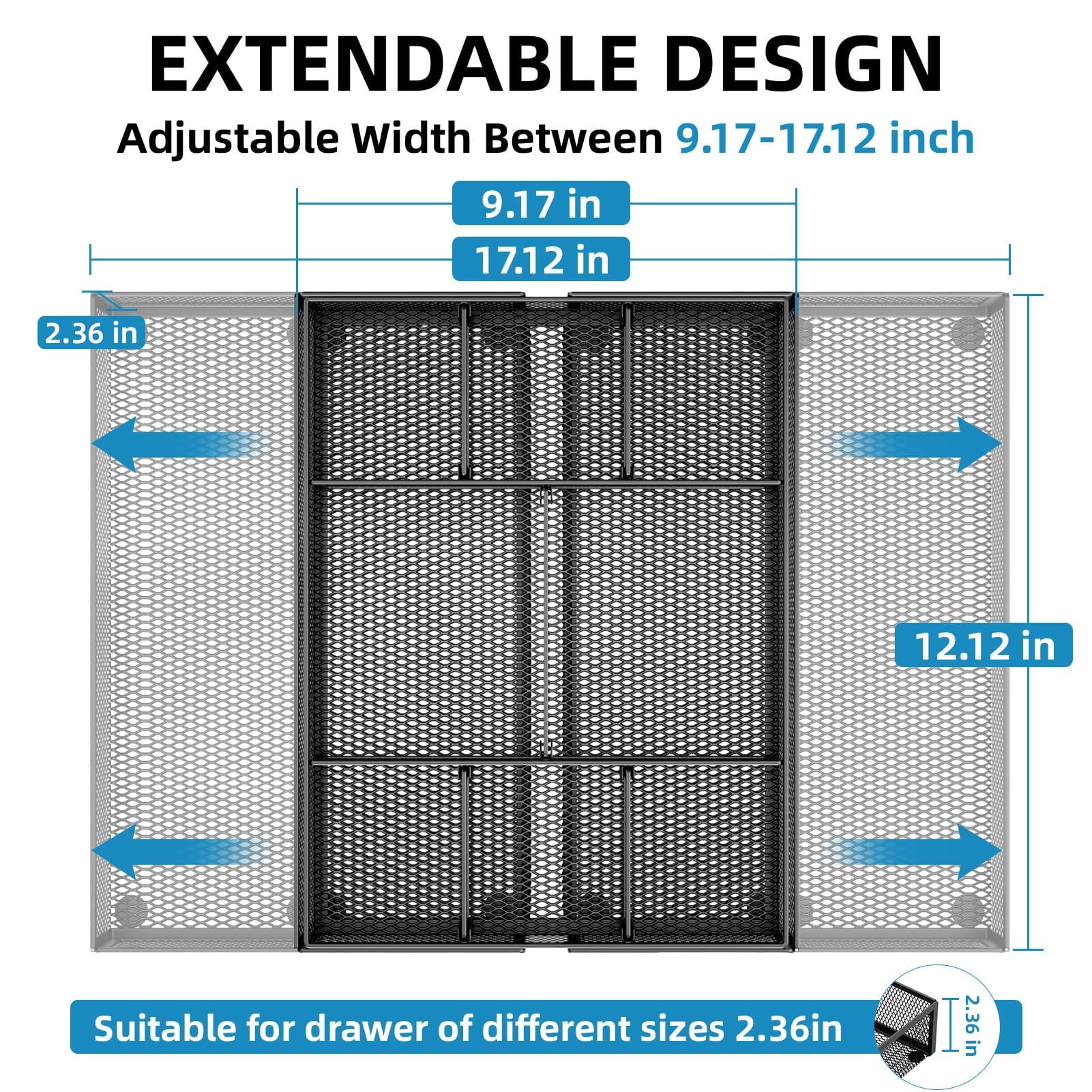 Drawer Organizer, Mesh Drawer Organizer Tray with 10 Adjustable Compartments, Organizers and Accessories - Image 4
