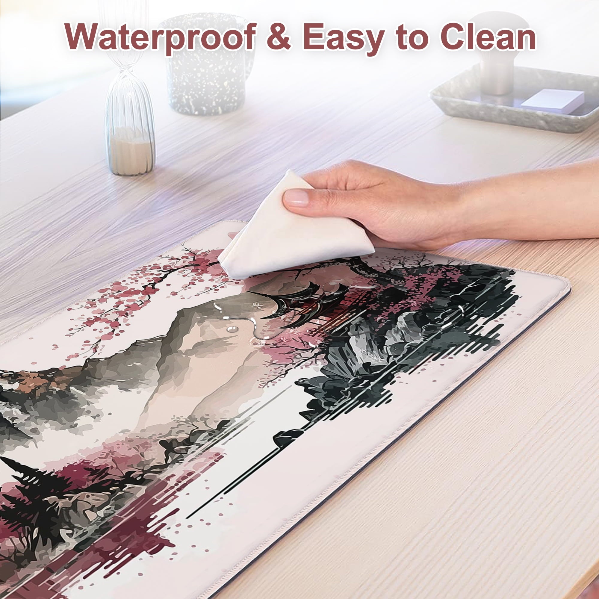 Gaming Mouse Pad, Large Mousepad Rubber Base Desk Mat with Stitched Edges, 31.5x11.8in - Image 3