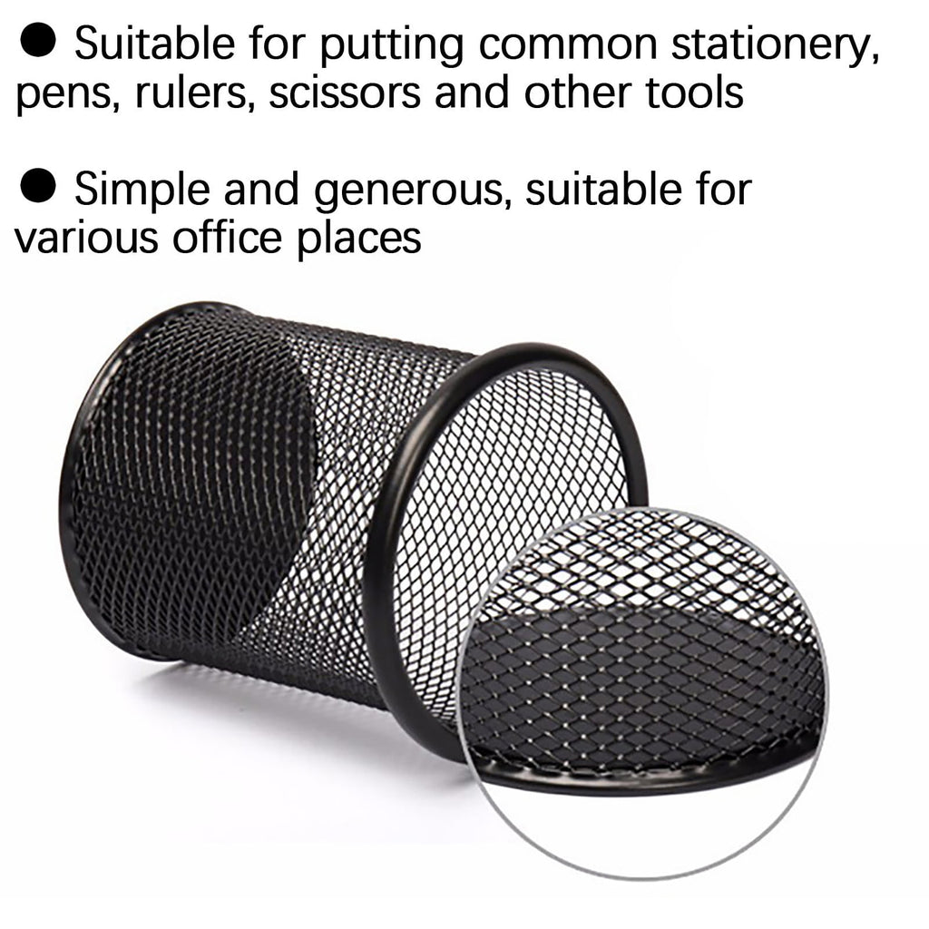 Mesh Pen Holder, 4'' Metal Pencil Holders Round Shaped Pen Holders for Desk Office Wire Mesh Container Pen Organizer,... - Image 5