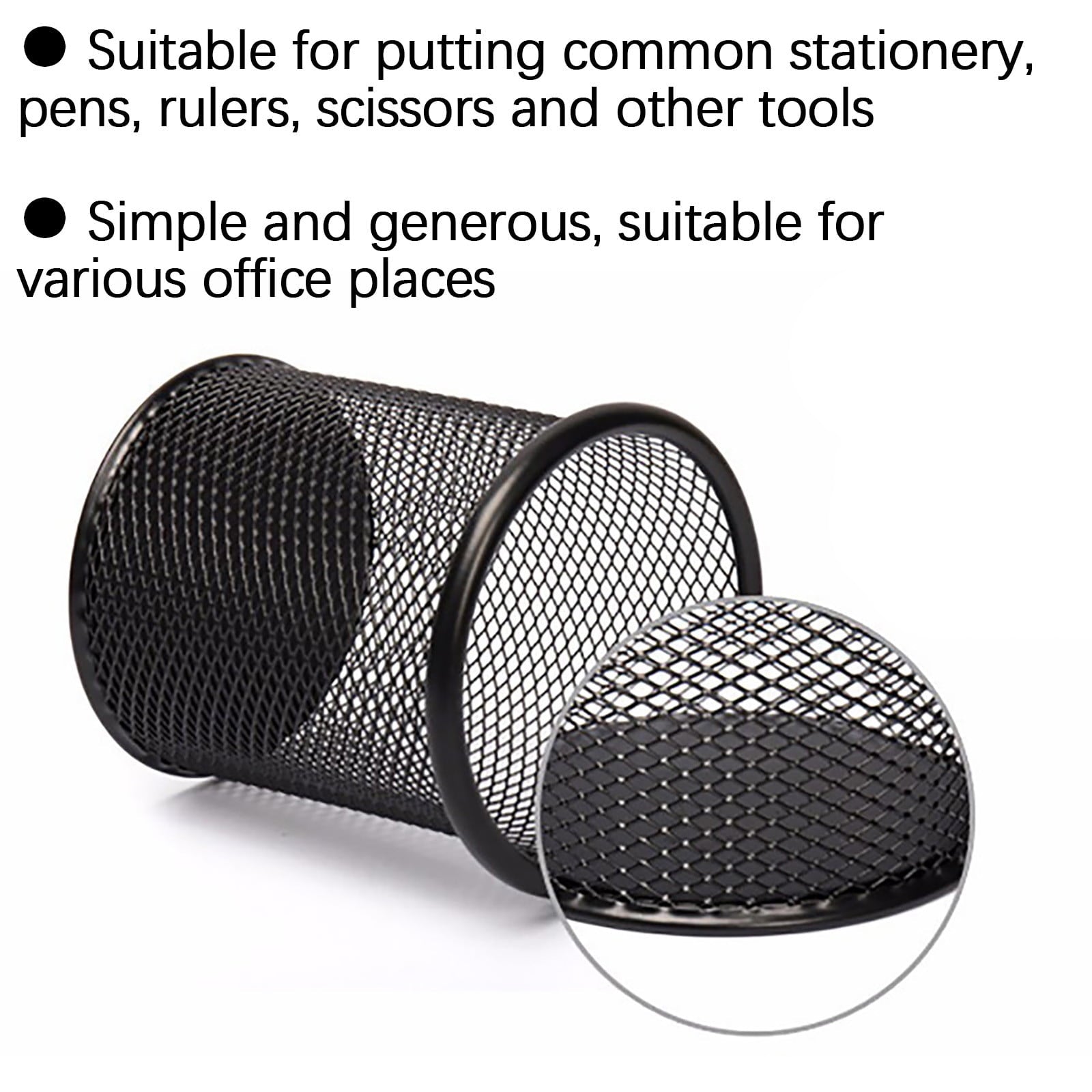 Mesh Pen Holder, 4'' Metal Pencil Holders Round Shaped Pen Holders for Desk Office Wire Mesh Container Pen Organizer,... - Image 5