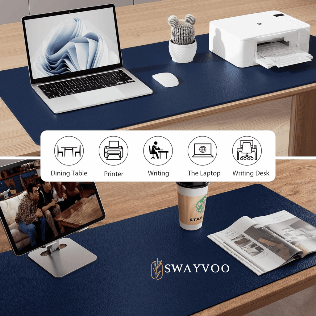 Desk Pad Protector, 31.5" × 15.7" PU Leather Mouse Pad, Office Desk Mat, Non-Slip Desk Blotter, Waterproof Laptop Wri... - Image 4