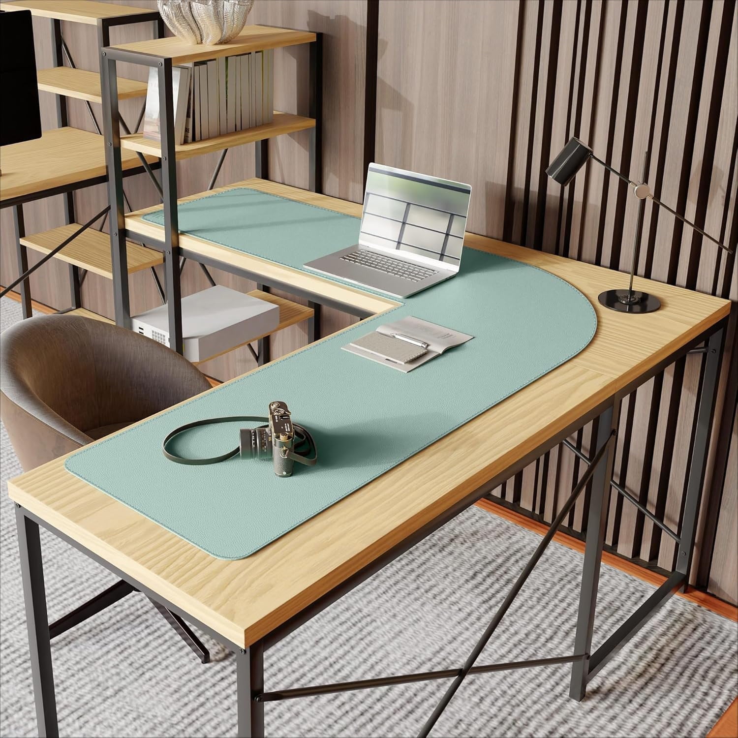 L-Shaped Leather Desk Pad Protector,Large Mouse Pad Corner Desk Mat,Double Sided Desk Blotter for Computer,Laptop,Office or Home,51" x 51"x - Image 6