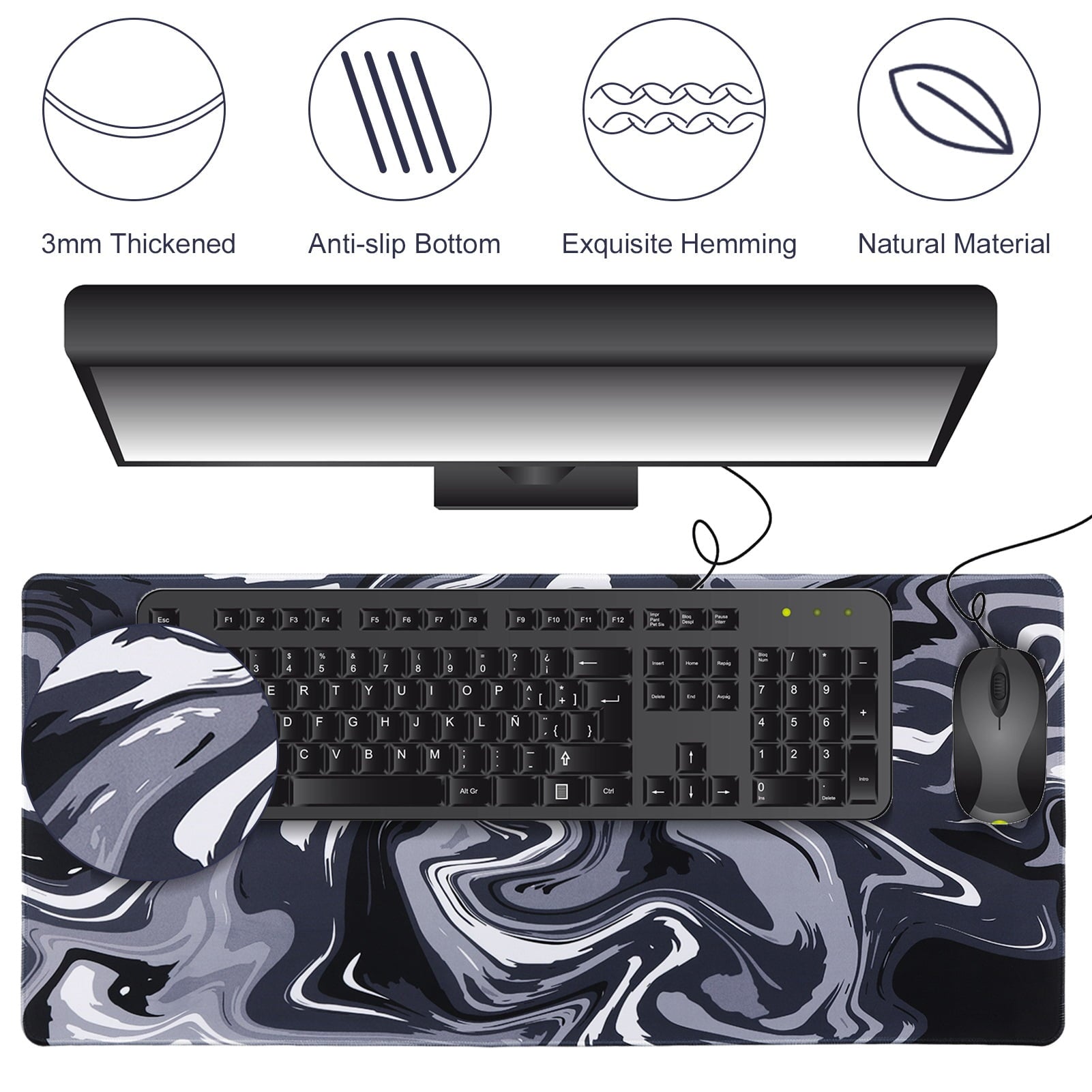 Large Gaming Mouse Pad (XXL), Non Slip 35.4 x 15.7 inches Computer Pad for Desk, 3mm Thickened Big Rubber Base Mouse ... - Image 2