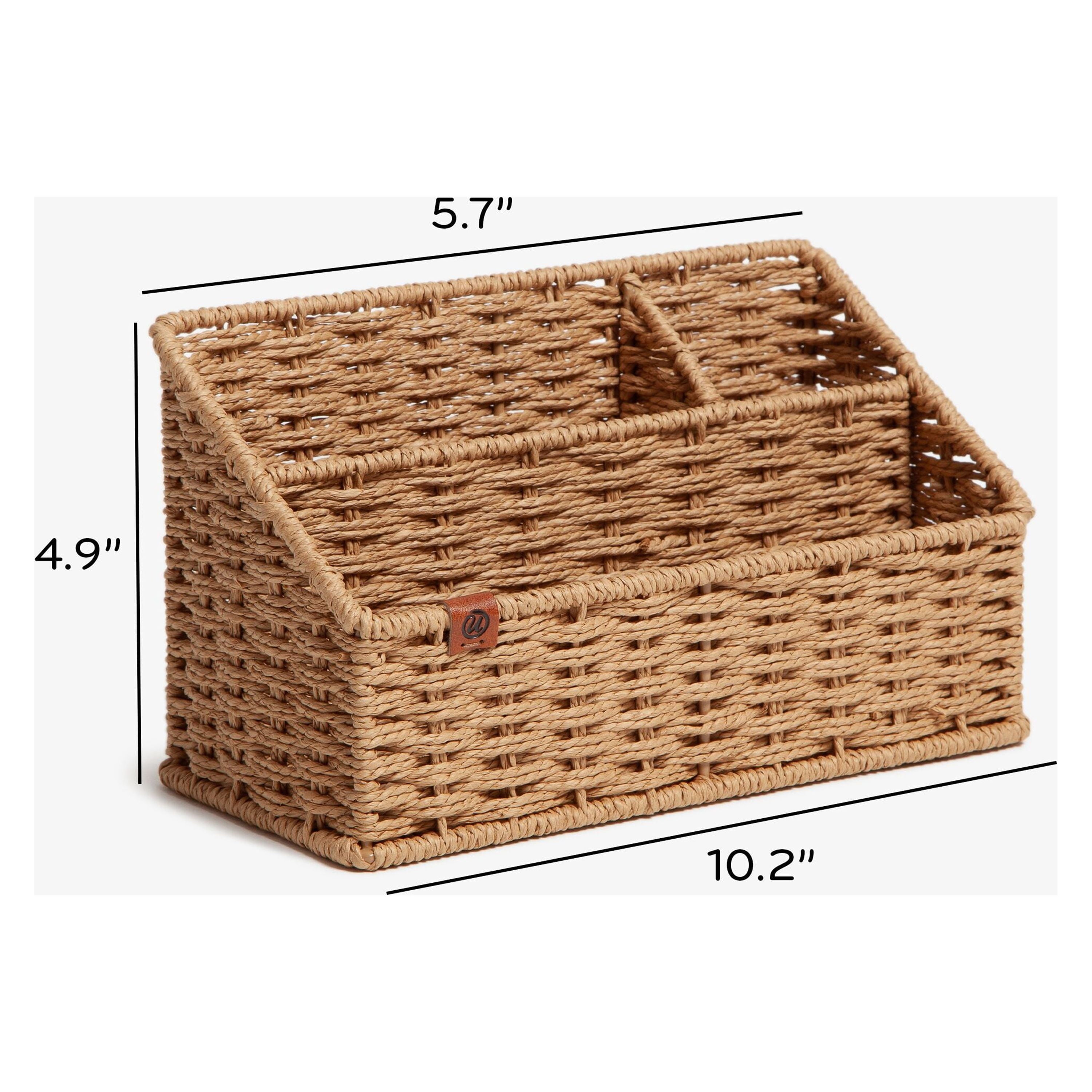 U Brands Woven Desktop Organizer, 10.2" x  4.9" x 5.7", Boho Chic, Brown - Image 3