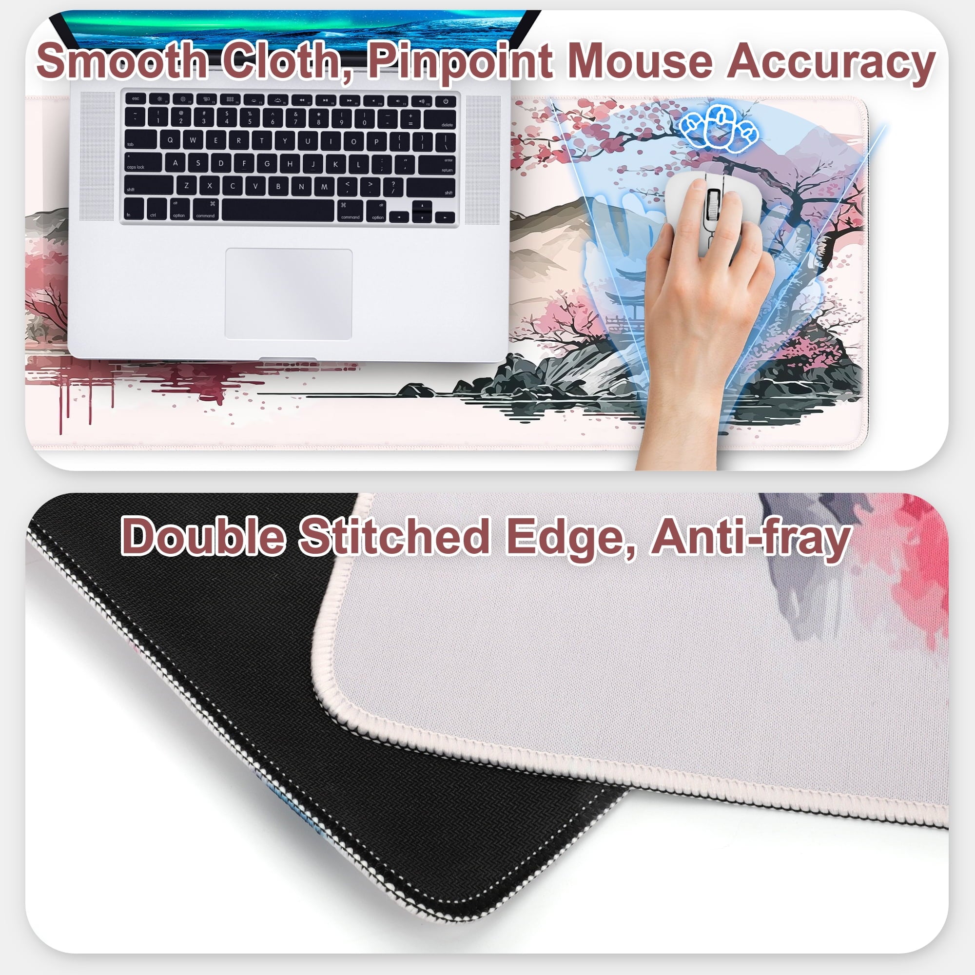 Gaming Mouse Pad, Large Mousepad Rubber Base Desk Mat with Stitched Edges, 31.5x11.8in - Image 4