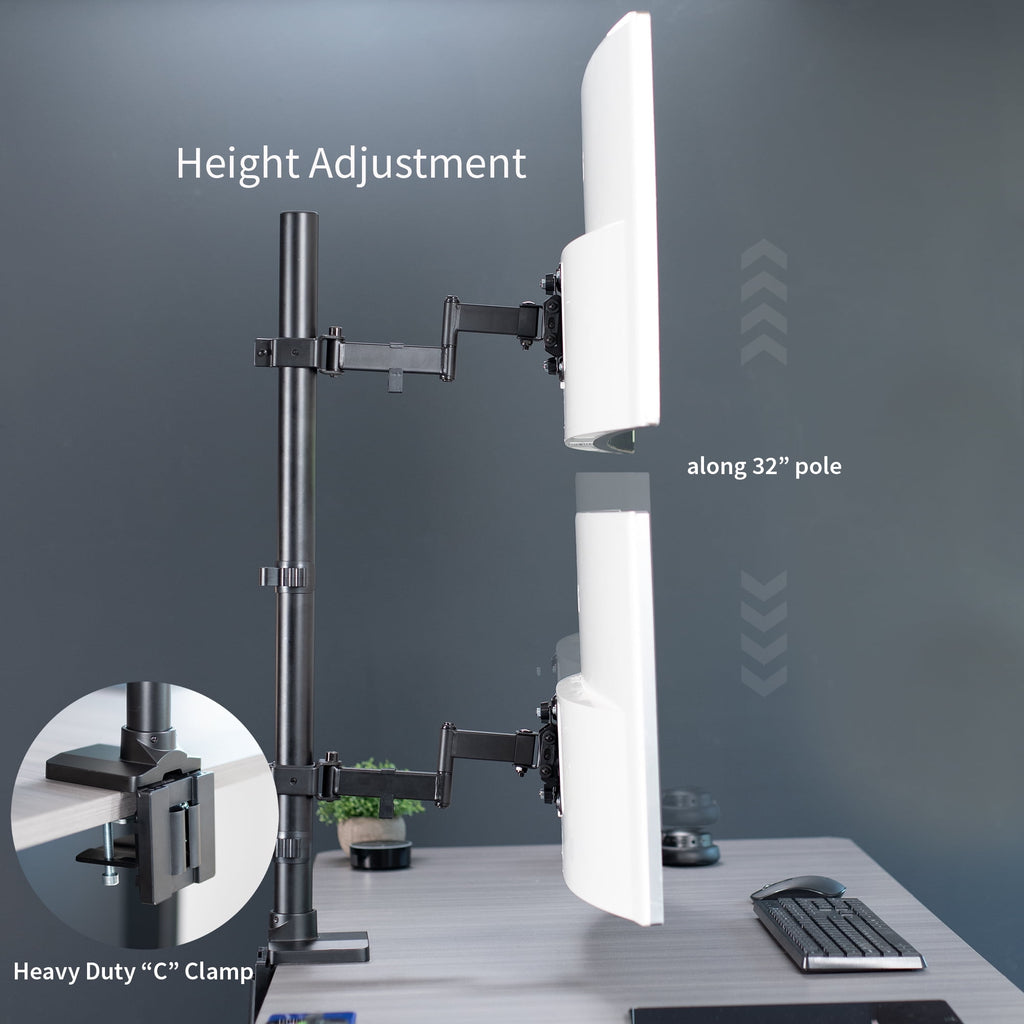 Ultra Wide Dual Monitor Mount, Tall Stand, Fits up to 43" Computer Screens - Image 4