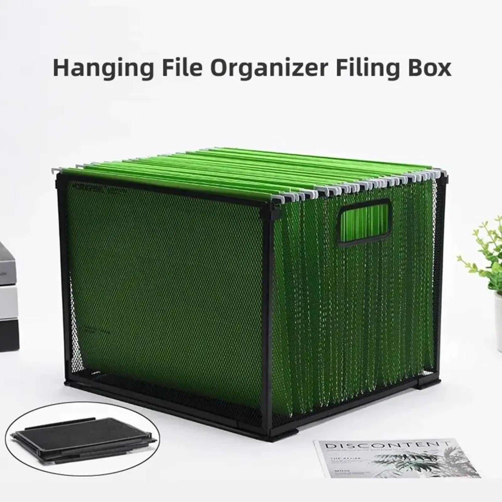 Metal Hanging File Folder Organizer, Stackable Desktop Document Storage Basket, Detachable Foldable Desk Organizer fo... - Image 2
