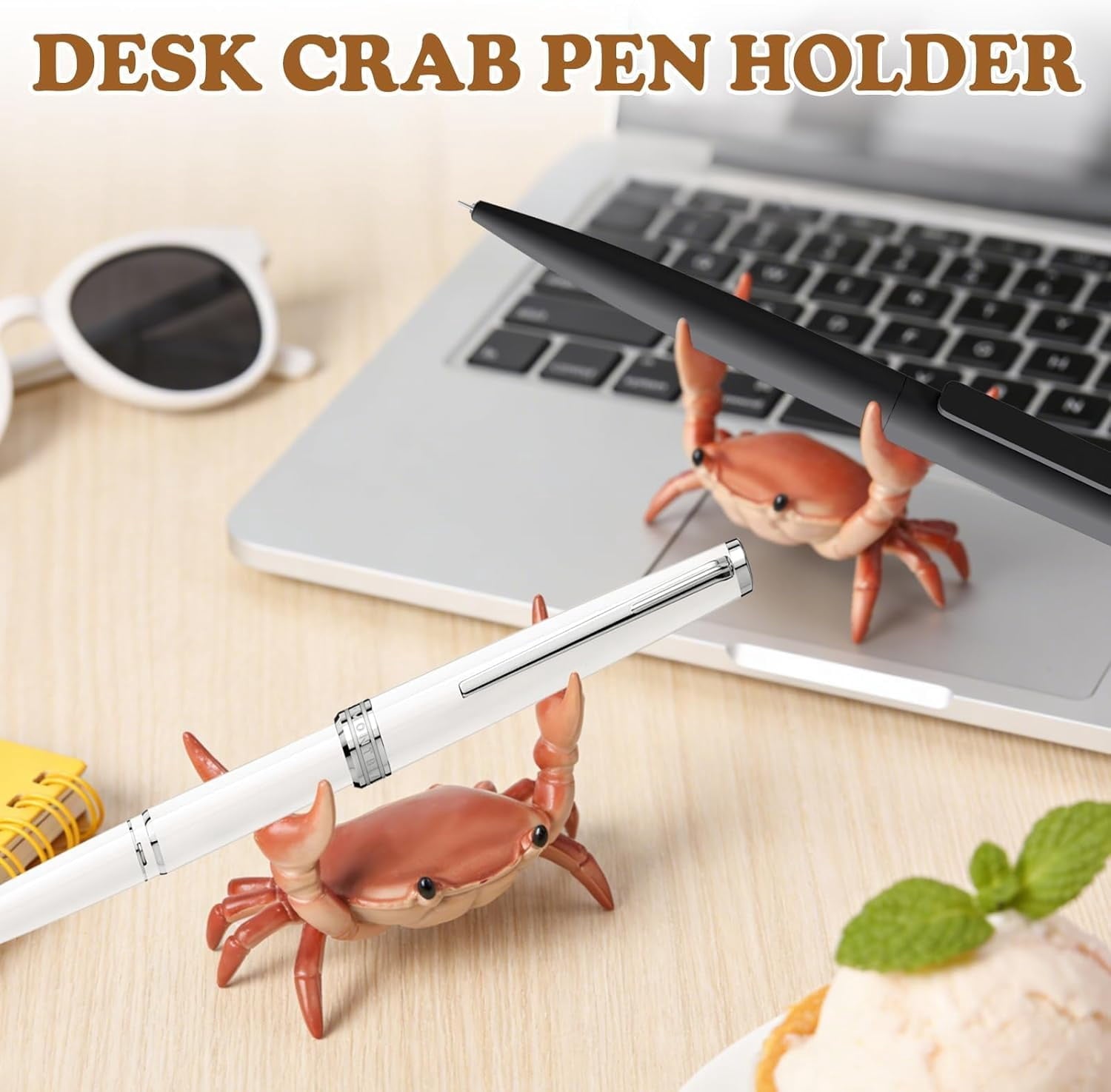 Desk Crab Pen Holder Set, Creative Crab Pen Holder, Weightlifting Crabs Pen Holder Bracket Storage, Desk Pen Stand fo... - Image 3