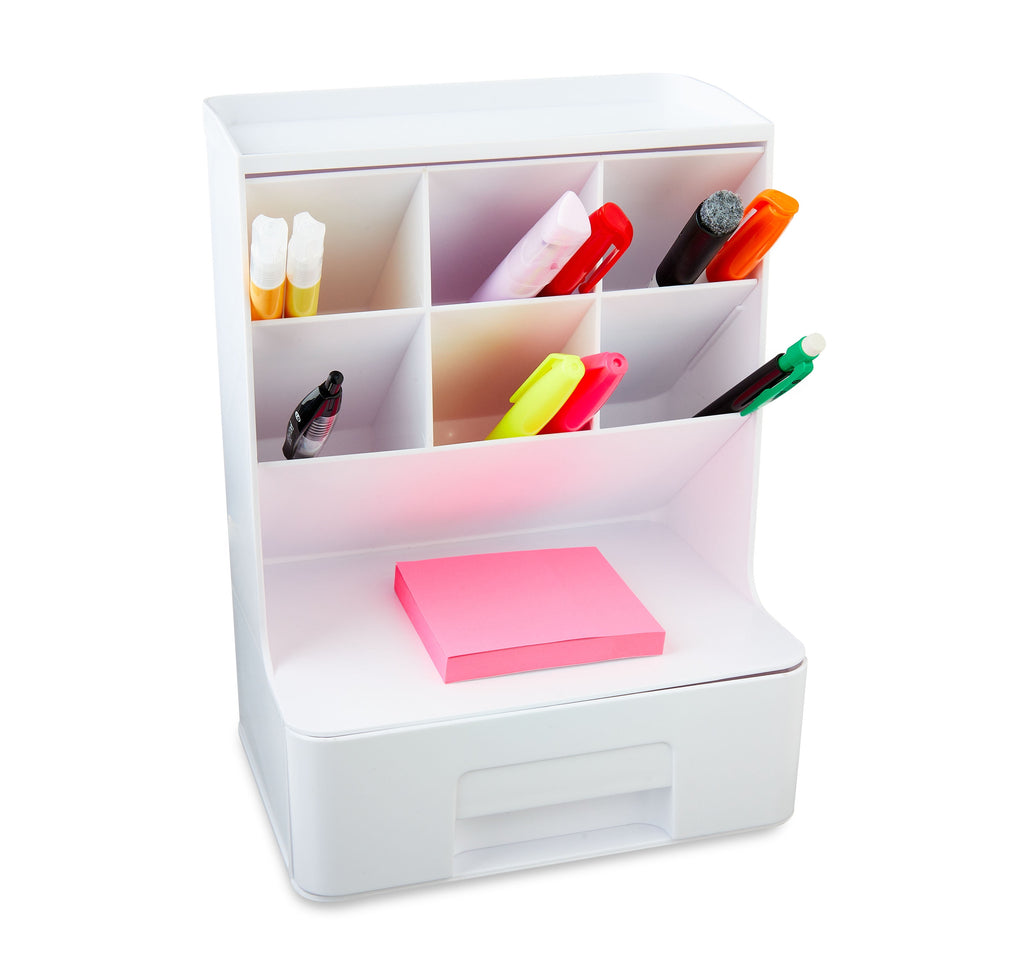 White Tall Organizer Plastic Desktop Organizer - Image 4