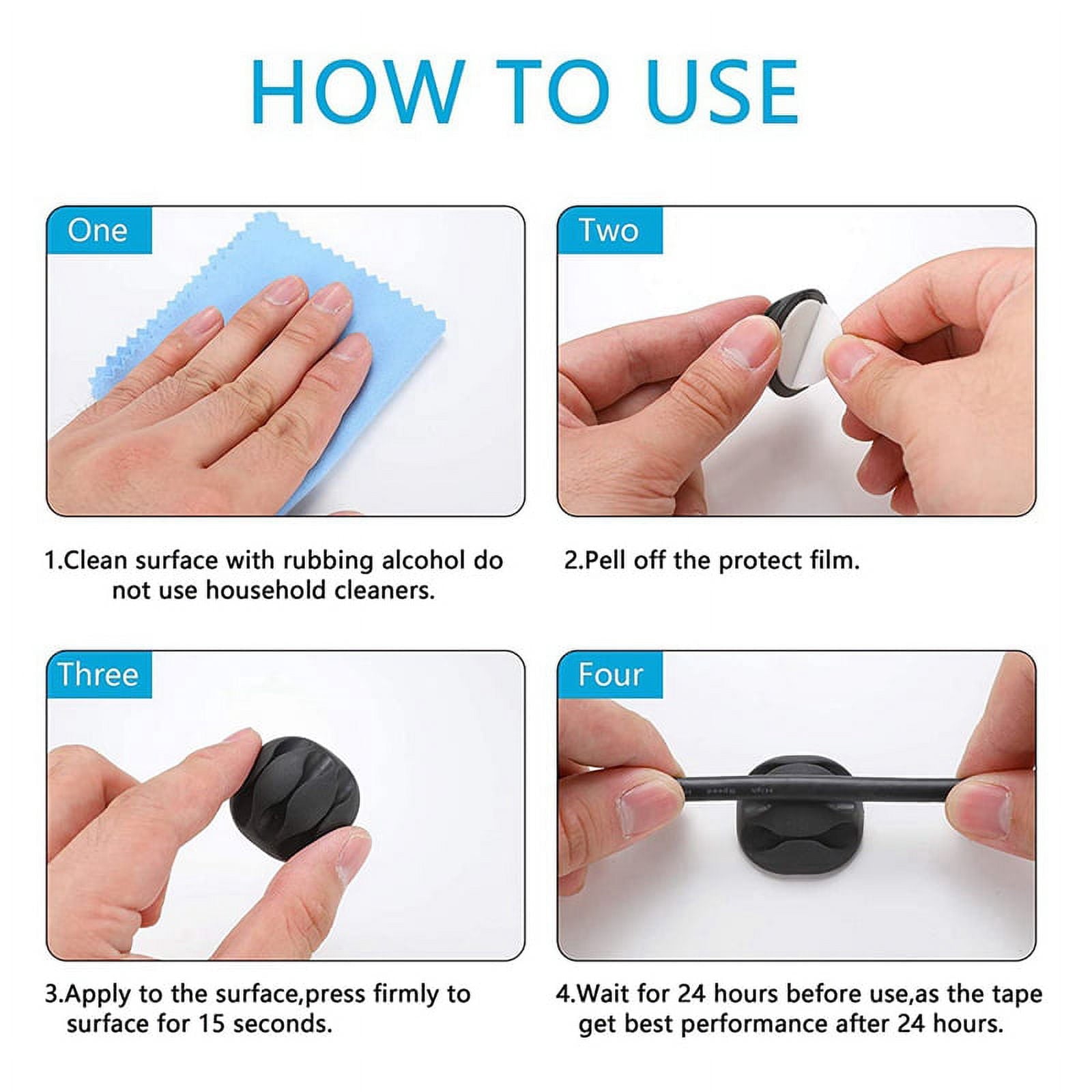 173 Pcs Cable Management Organizer Kit, Adhesive Cable Clips Holder,Cable Ties,Adhesive Wall Cable Tie,Fasten Cable Ties - Image 4