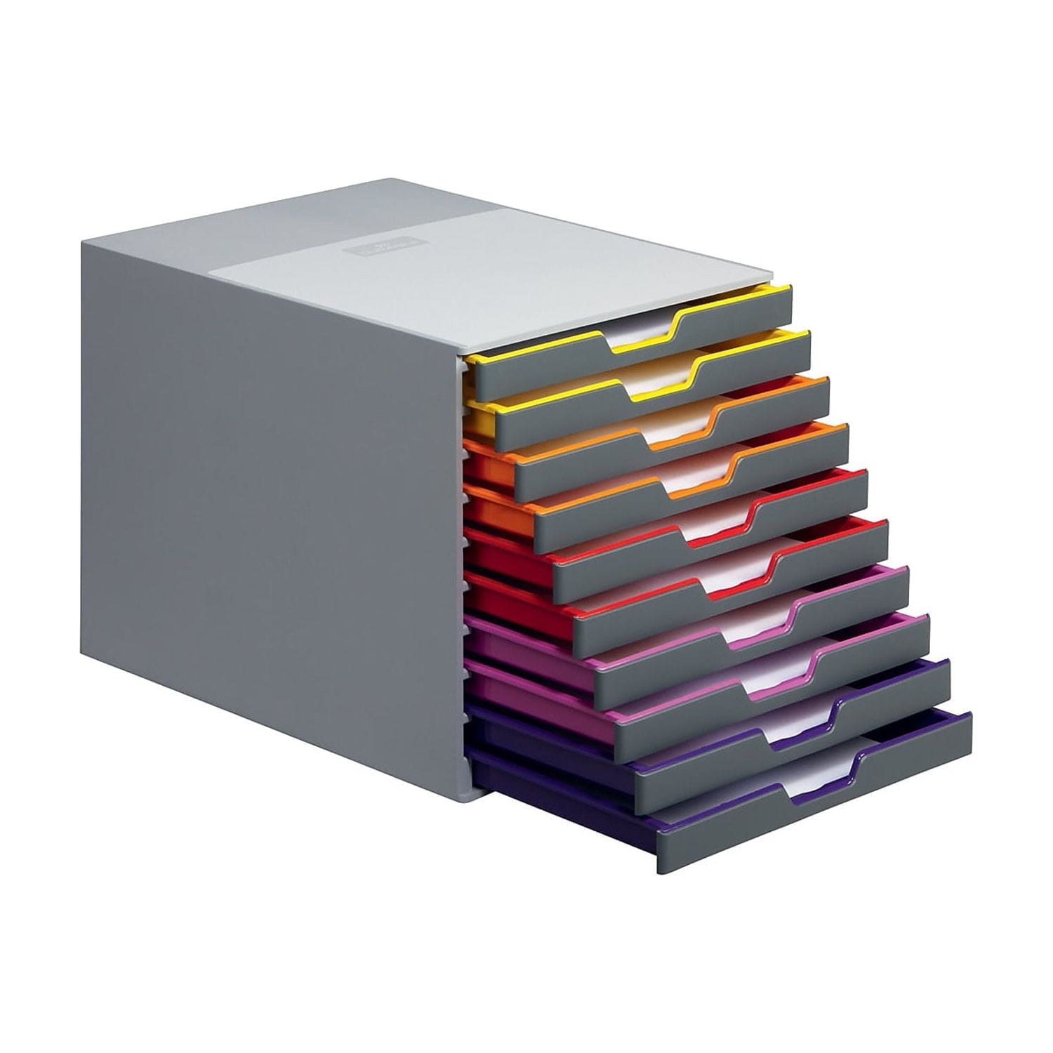 VARICOLOR 10-Compartment Stackable Plastic Drawer Box Gray (761027) - Image 2