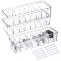 3 Pcs Cable Storage Organizers, Clear Cord Organizer Boxes with Lids & Detachable Dividers, Cable Storage Boxes with 10 Cable Ties, Transpar