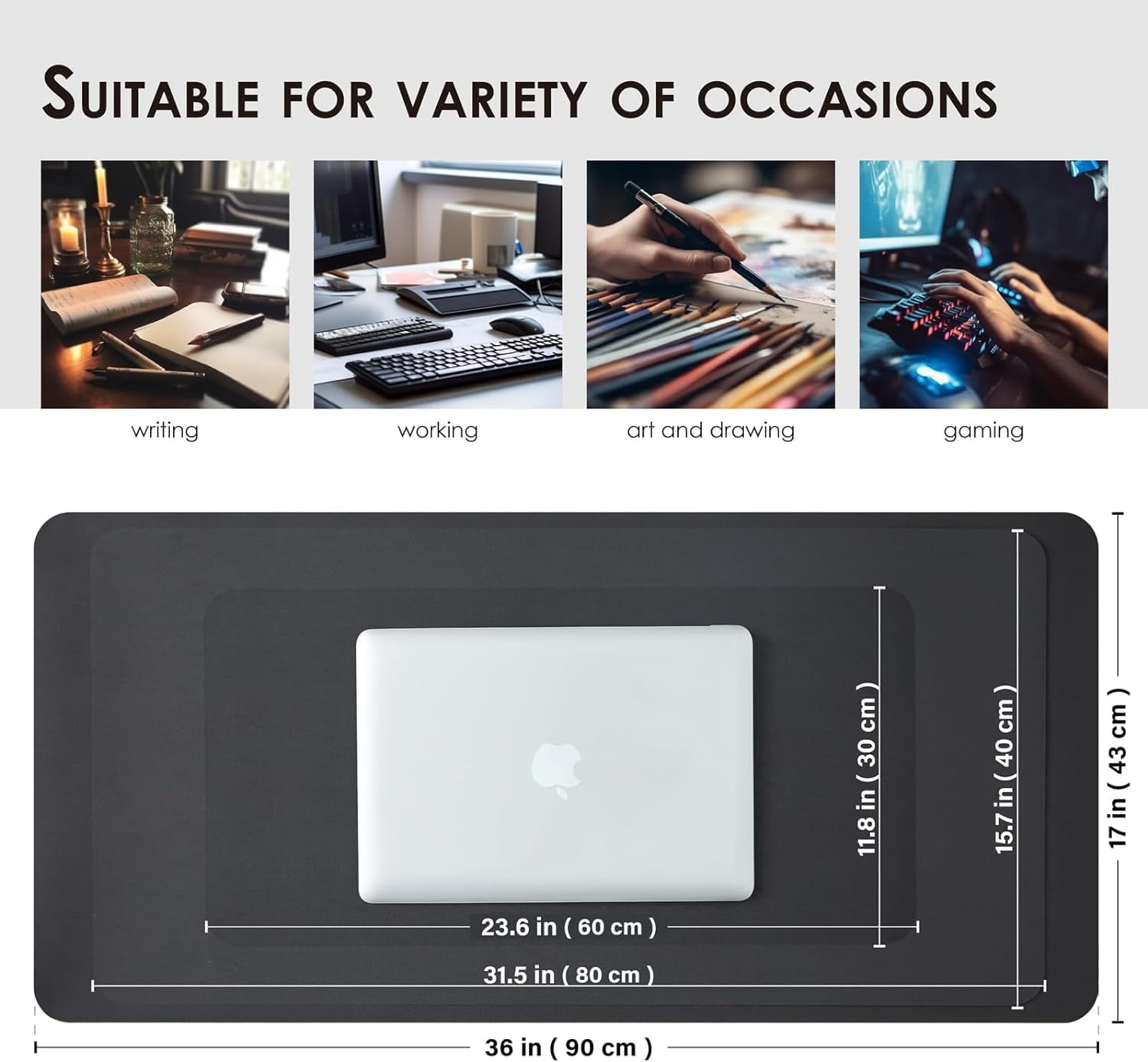 PU Leather Desk Pad,36x17 in Large Computer Desk Mat,Waterproof Non-Slip Desk Blotter Protector,black Big Keyboard Mo... - Image 5