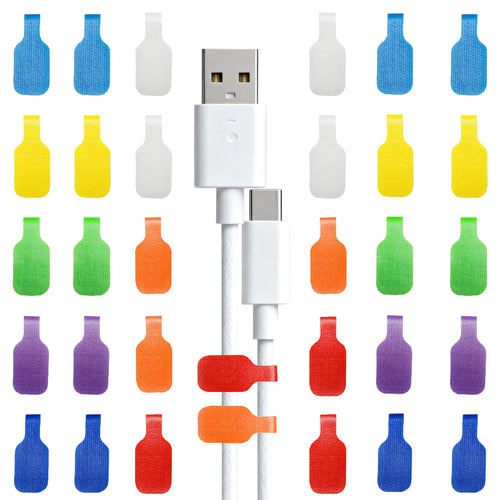 32 Pcs Reusable Cable Labels, Large Write-On Cord Organizers with Velcro, 8 Color Coding Wire Markers for Chargers, E...