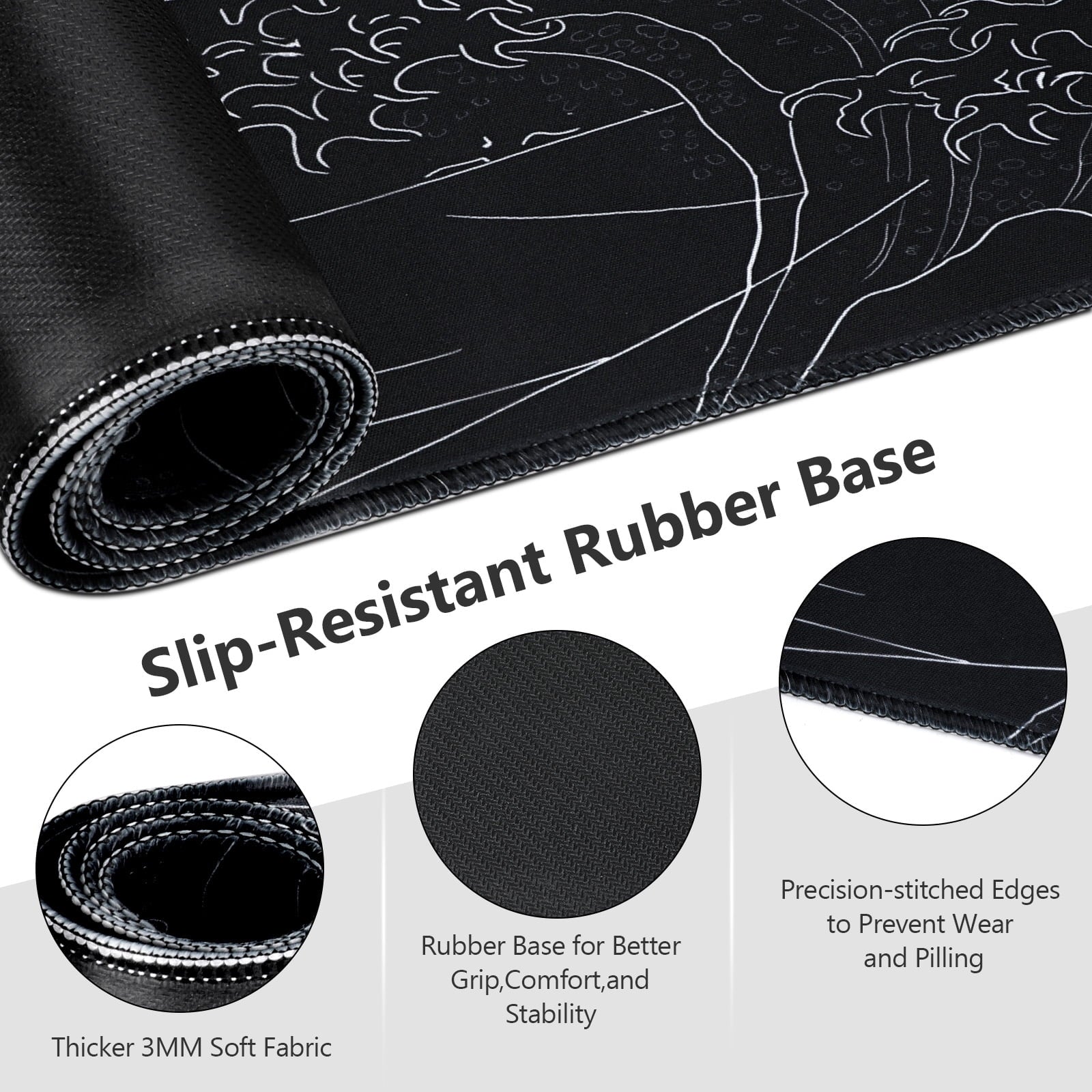 Gaming Mouse Pad with Stitched Edges,31.5" x 11.8" Extended Desk Mat Pad 3mm Thick Anti-Slip Rubber Base Keyboard Pad... - Image 2