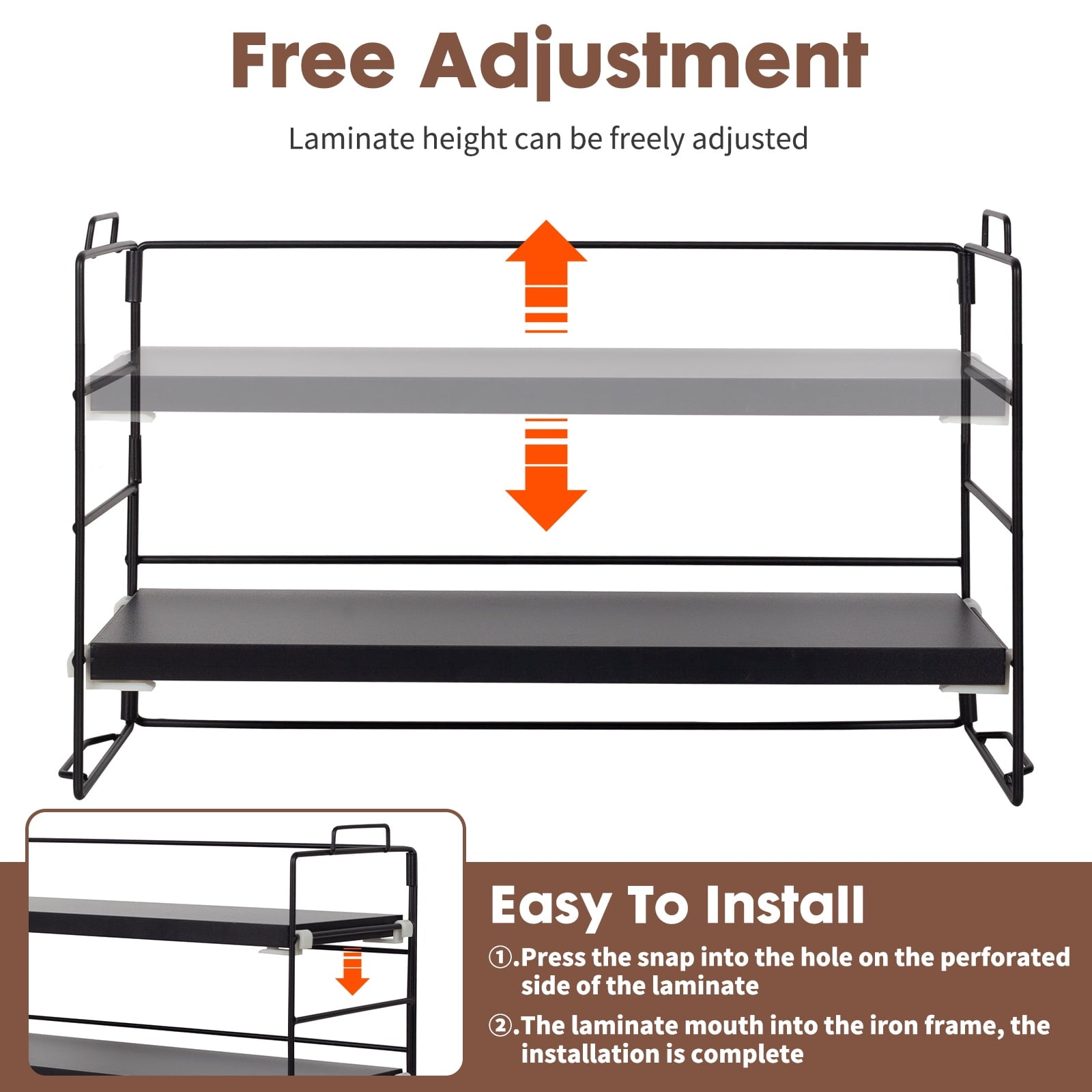 YOYTOO Desk Shelf Organizer, 3 Tier Desktop Organizers Storage Shelves Tabletop Bookshelf for Home Office, Black - Image 2